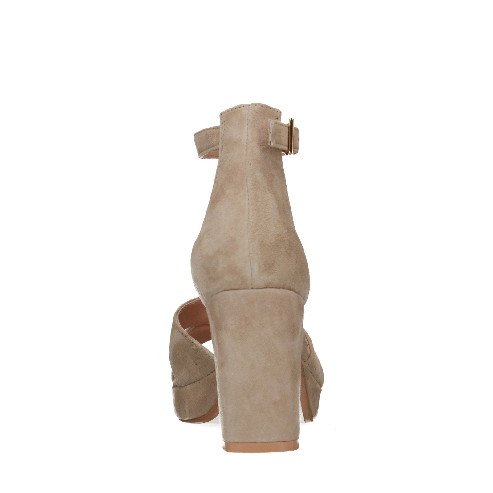 Beige suède sandalen met hak - Dames | MANFIELD