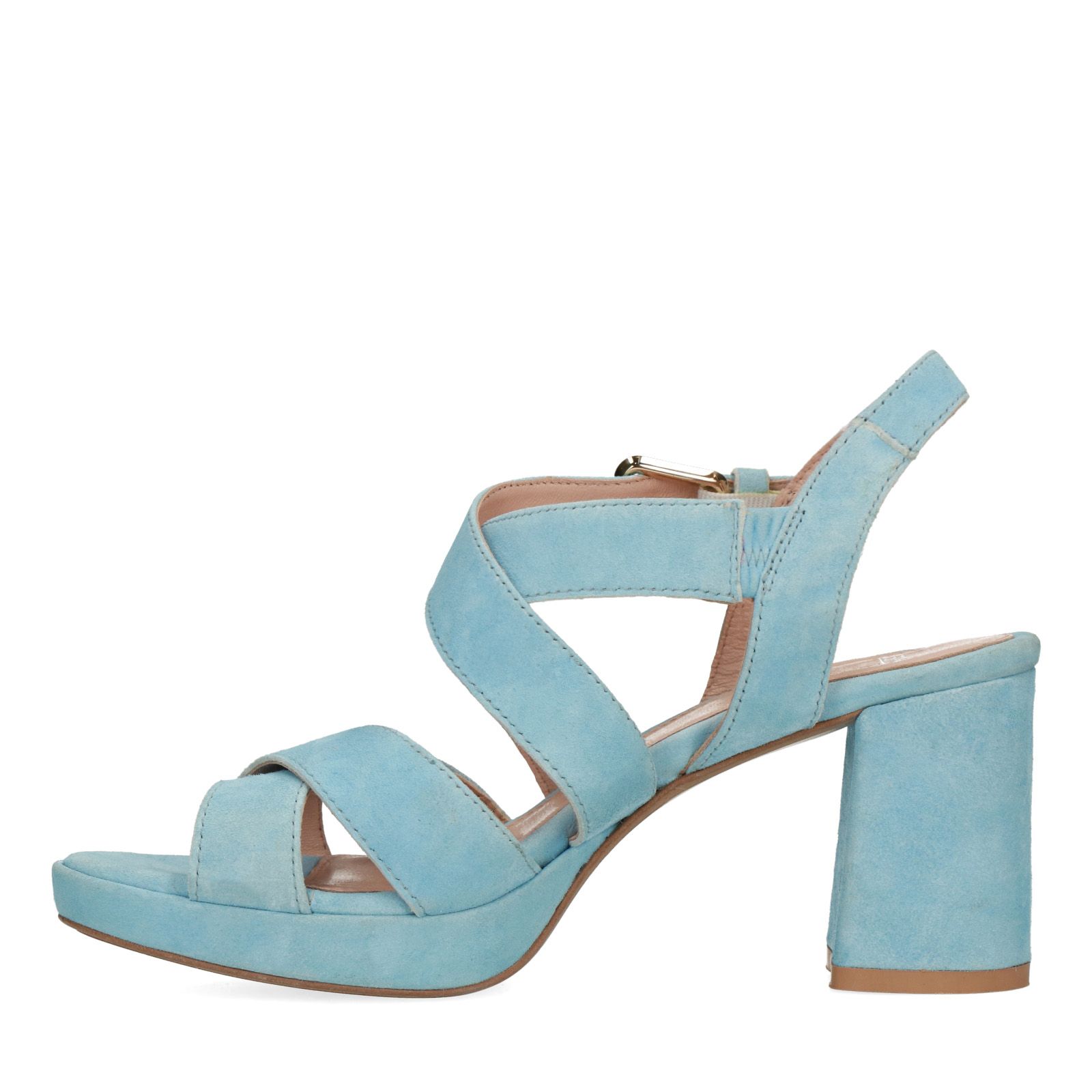 Blauwe suède sandalen met hak - Dames | MANFIELD