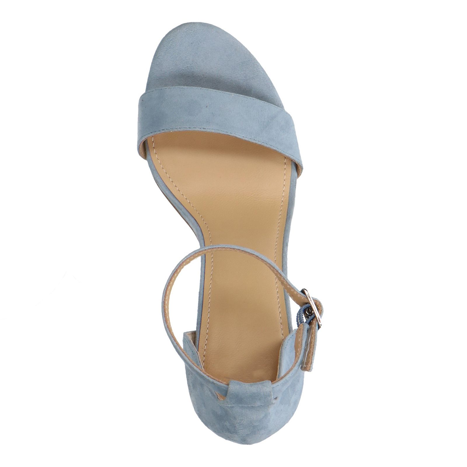 Lichtblauwe suède sandalen met hak - Dames | MANFIELD