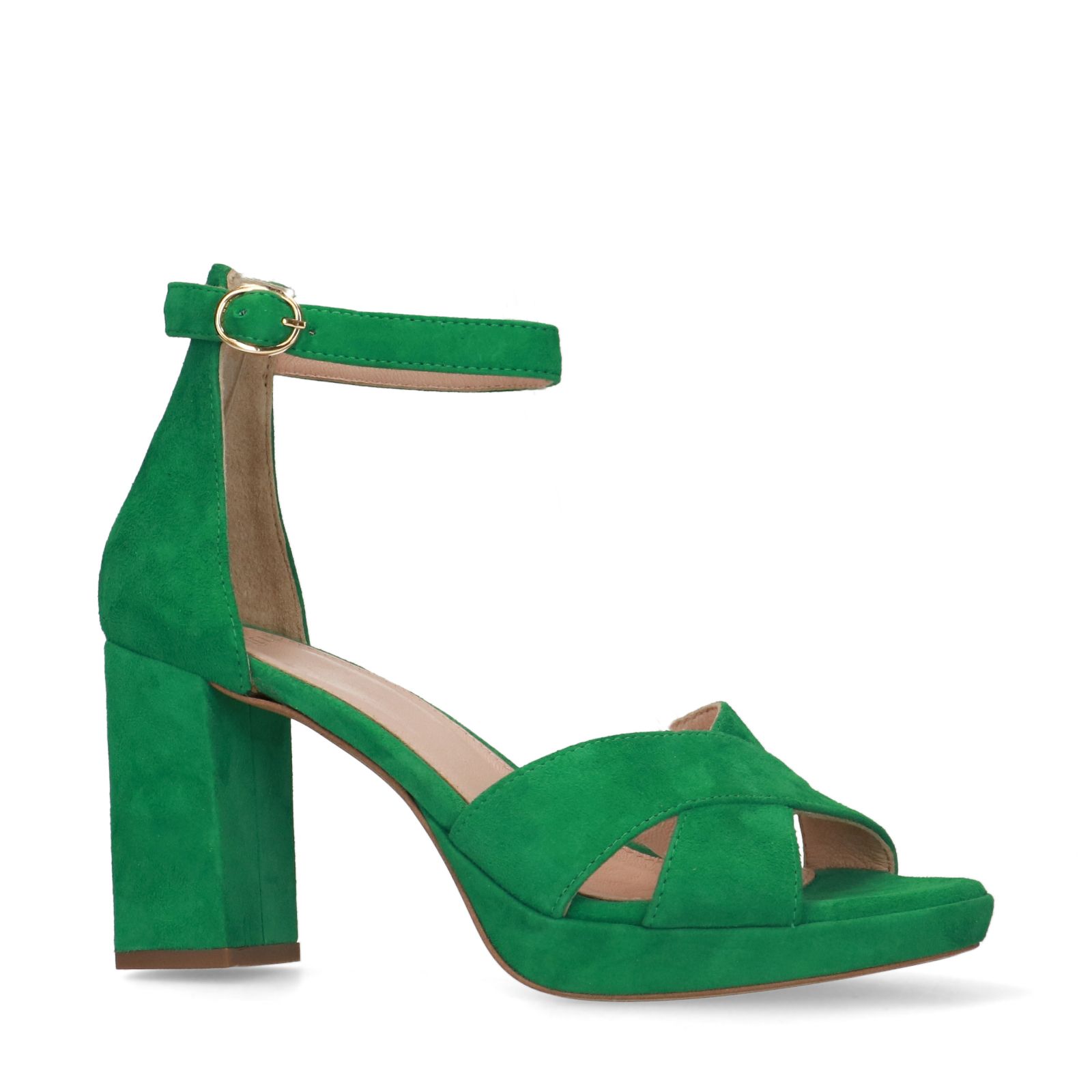 Groene suède sandalen met hak - Dames | MANFIELD