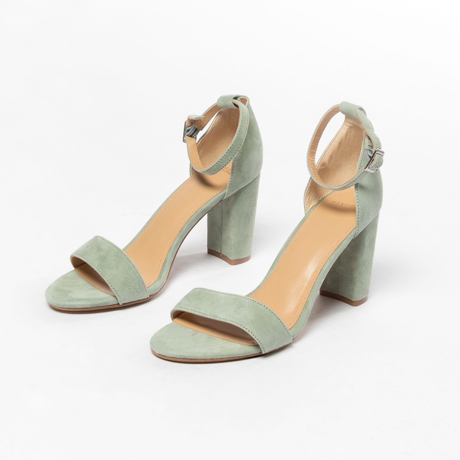 Groene suède sandalen met hak - Dames | MANFIELD