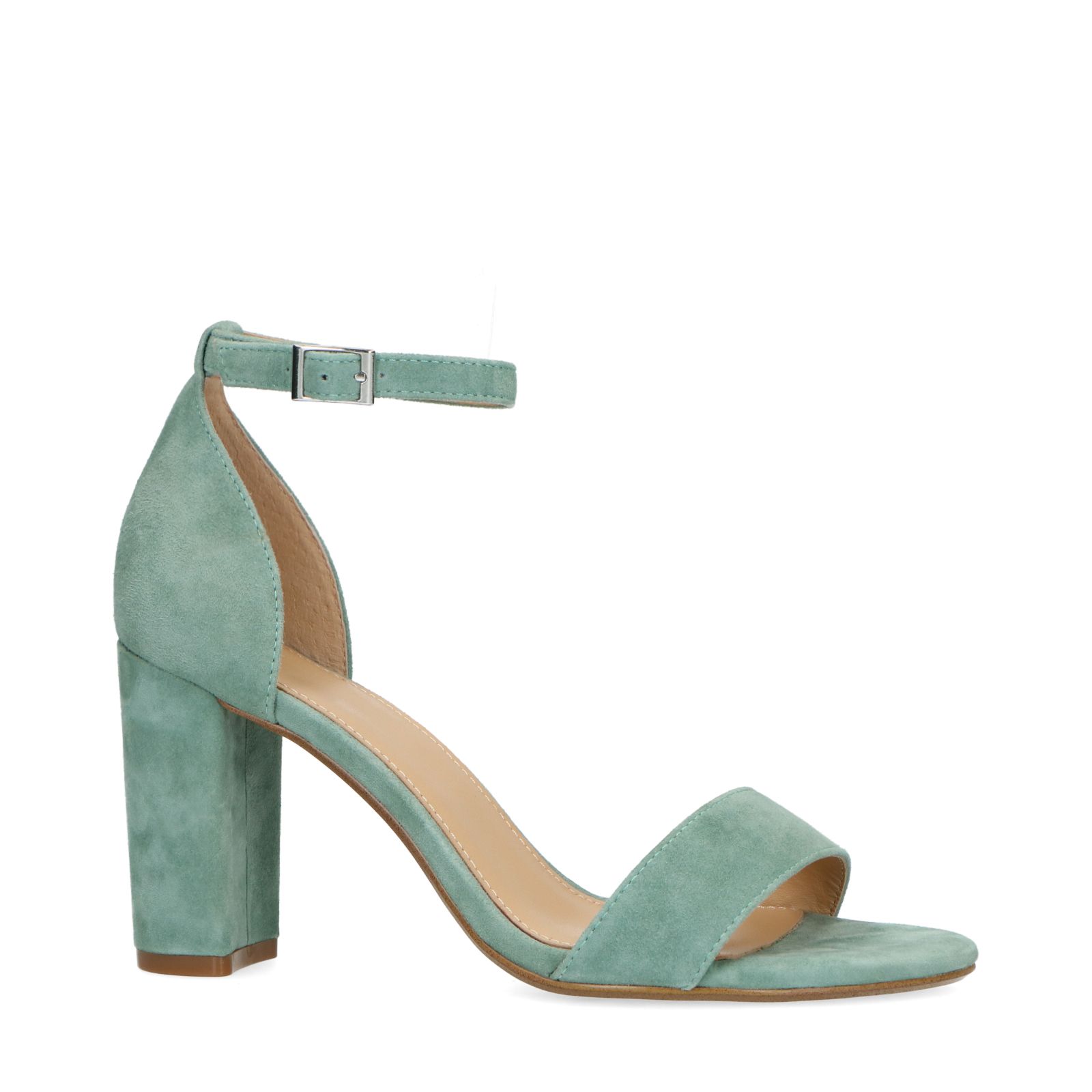 Groene suède sandalen met hak - Dames | MANFIELD