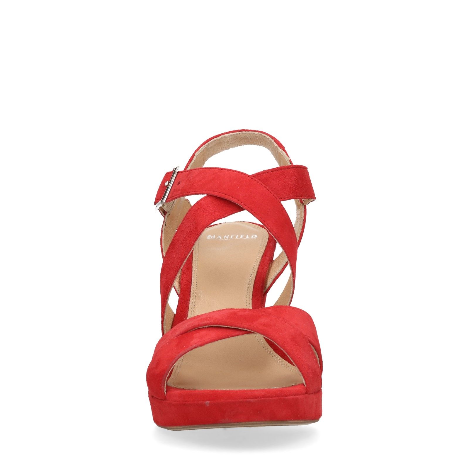 Rode suède sandalen met hak - Dames | MANFIELD