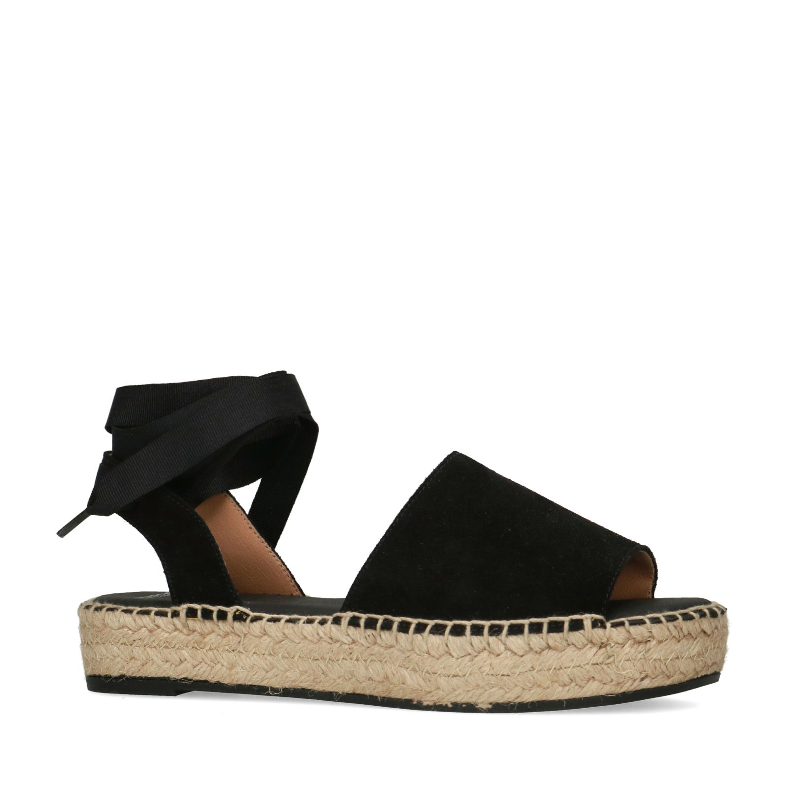Zwarte suède sandalen met lint - Dames | MANFIELD