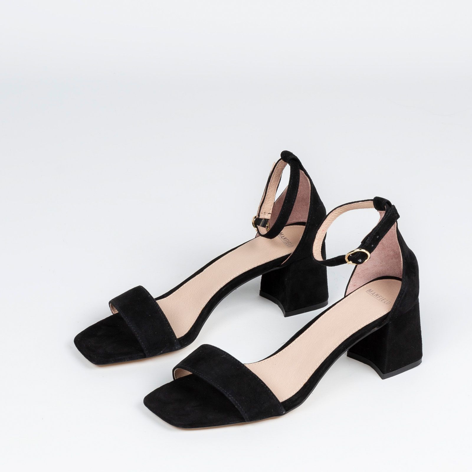 Zwarte suède sandalen met hak - Dames | MANFIELD