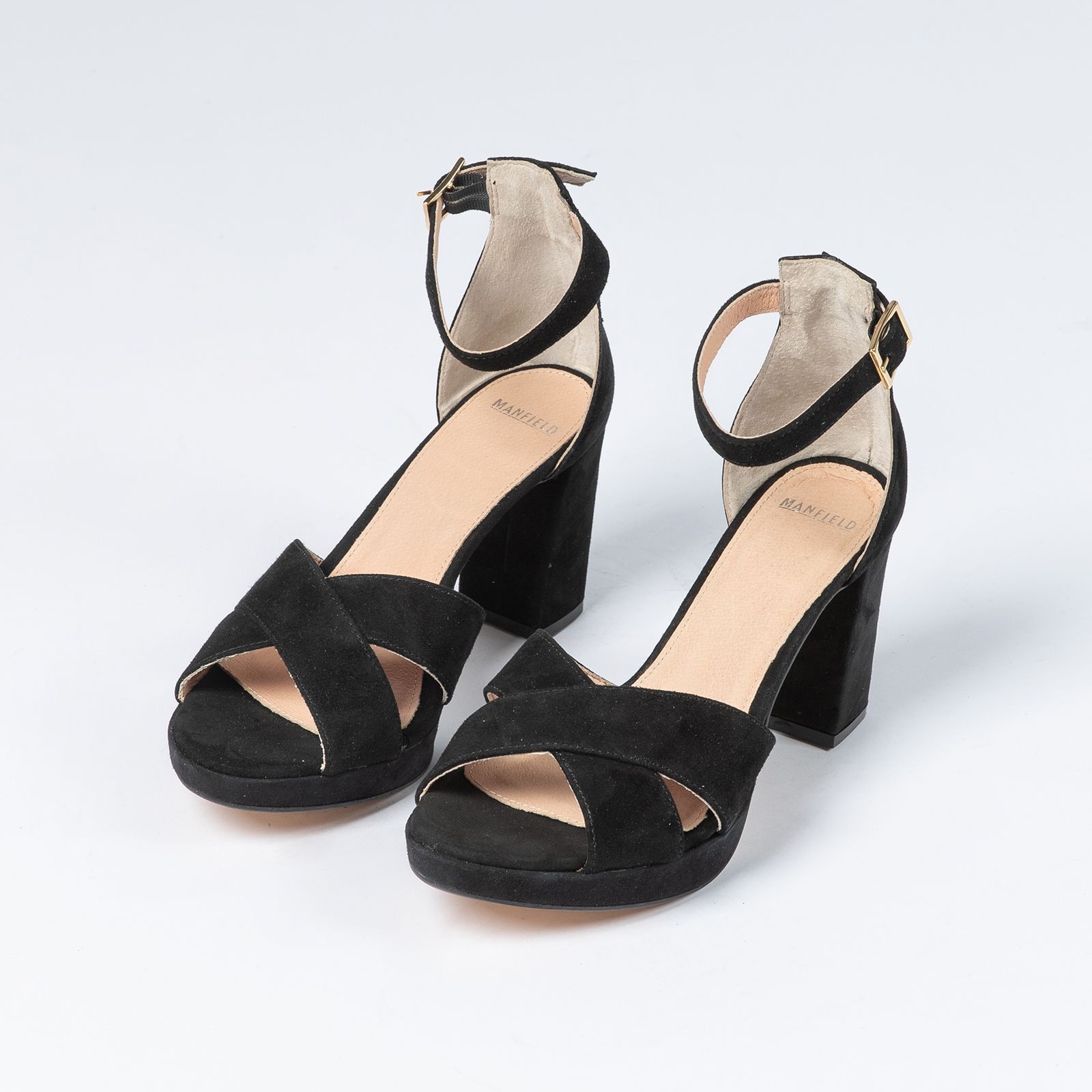 Zwarte suède sandalen met hak - Dames | MANFIELD