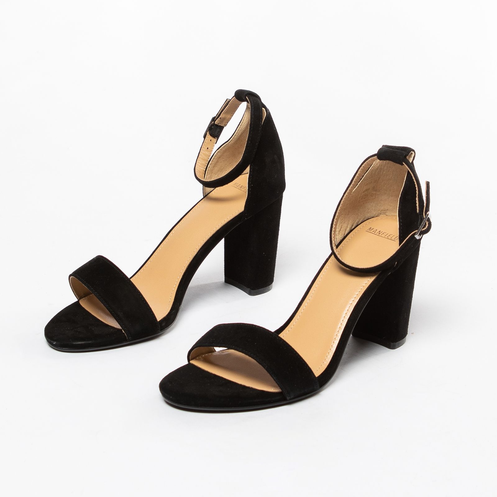 Zwarte suède sandalen met hak - Dames | MANFIELD