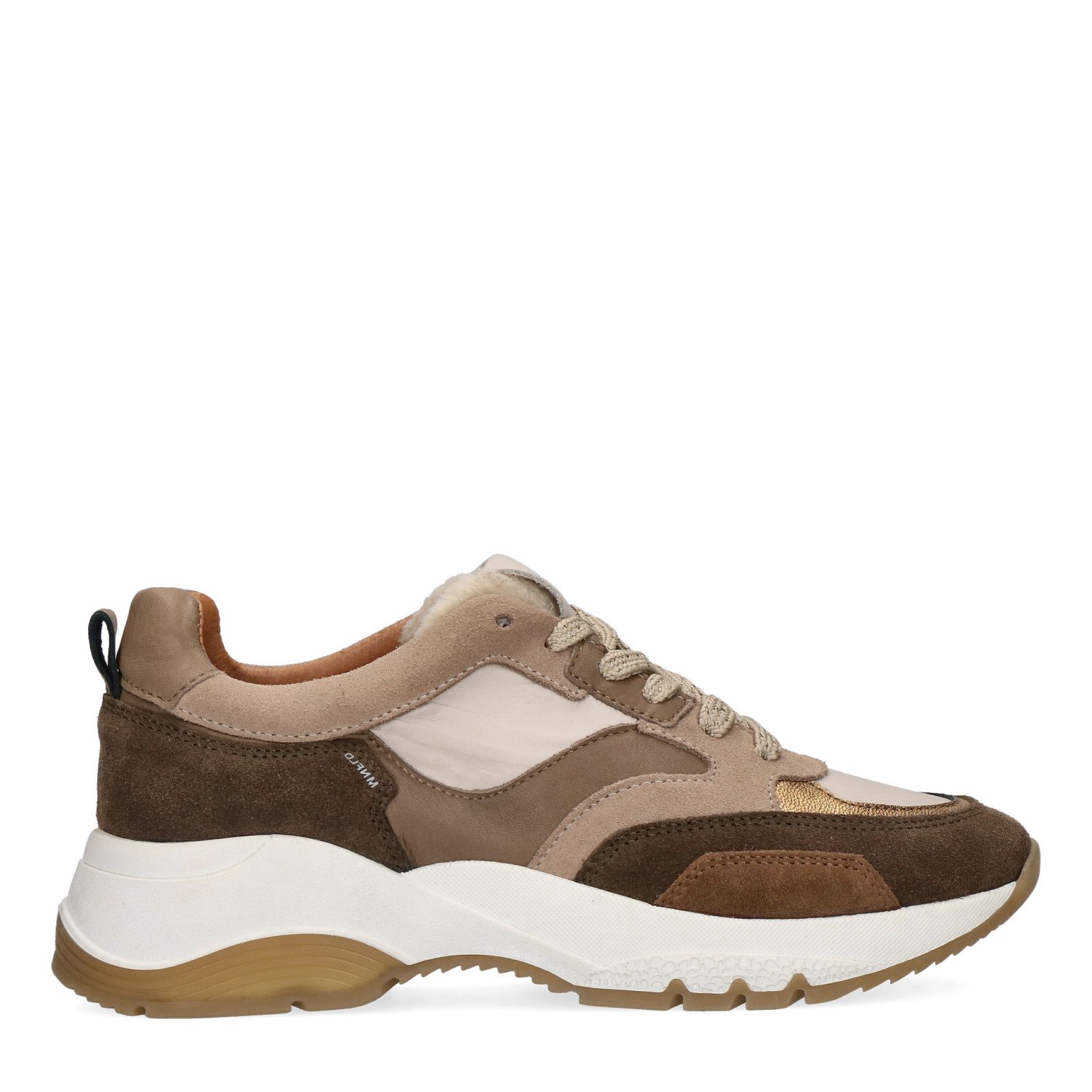 Bruine suede sneakers met gekleurde details - Dames | MANFIELD