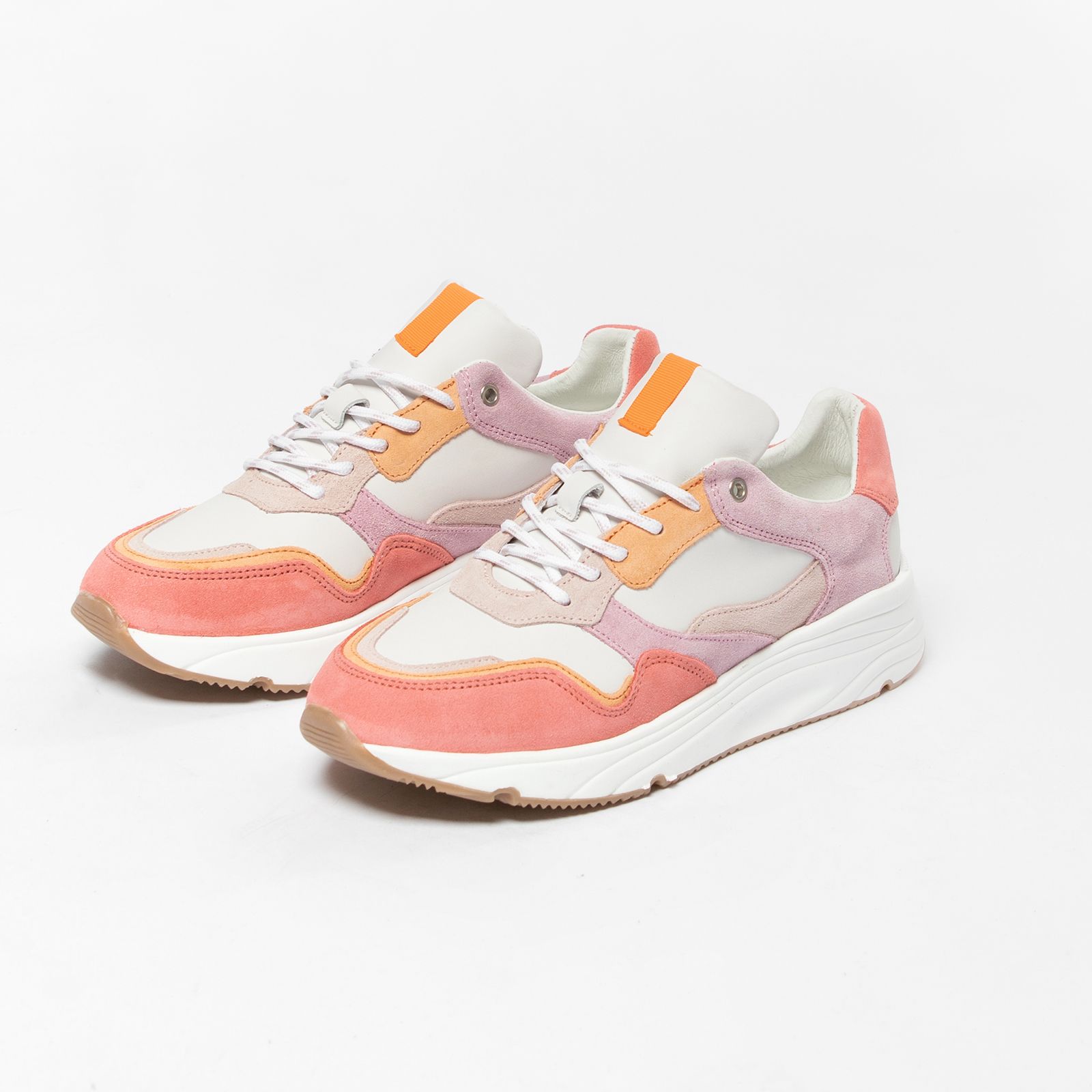Roze dad sneakers met gekleurde details - Dames | MANFIELD