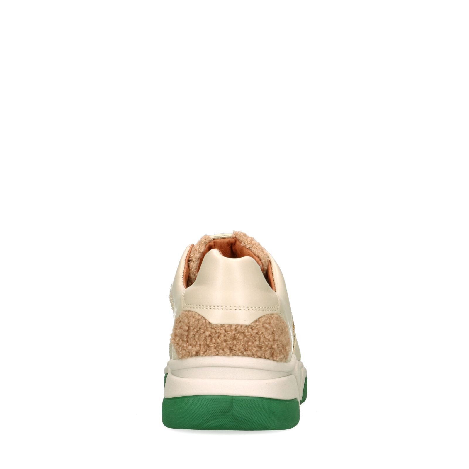 Witte leren sneakers met teddy details - Dames | MANFIELD