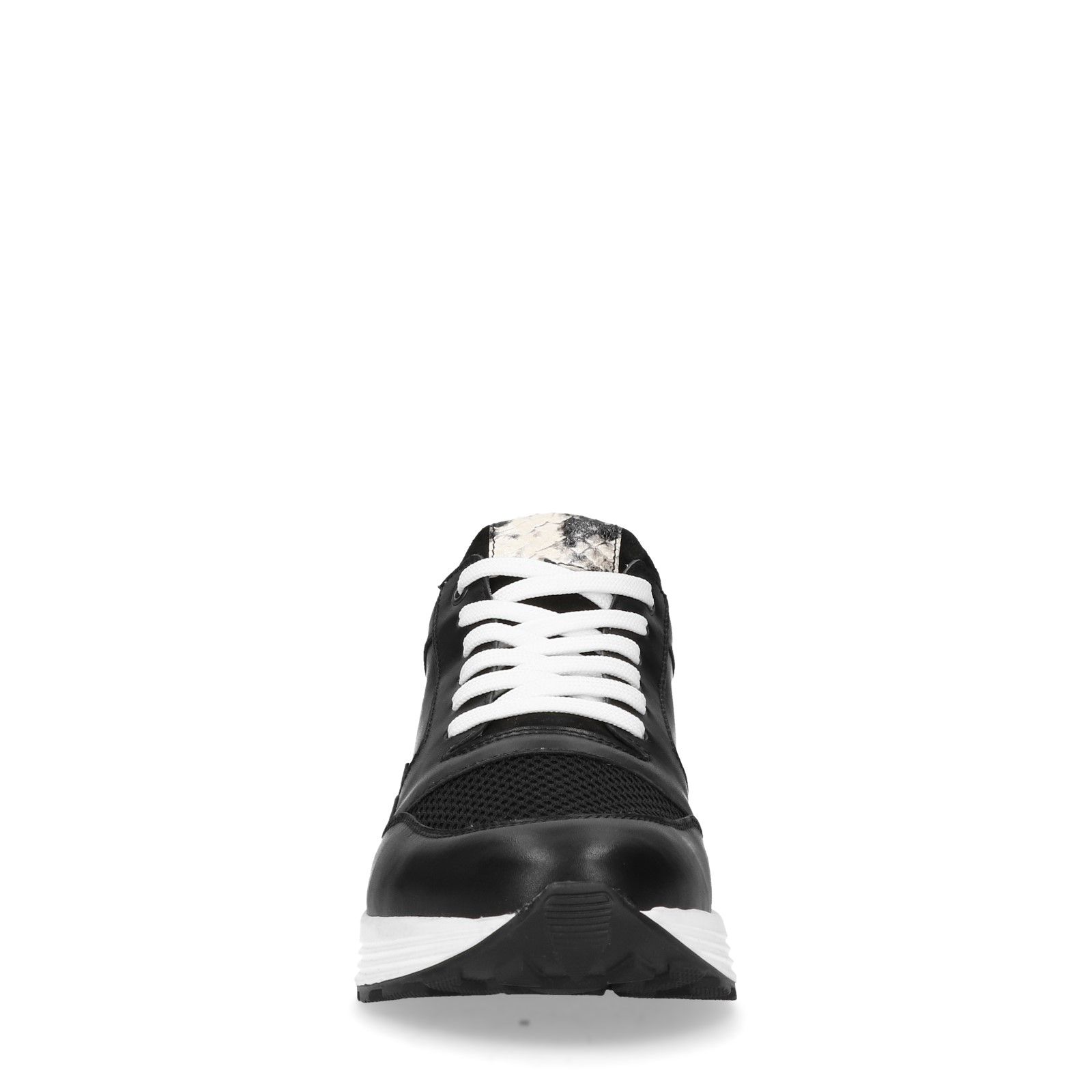 Zwarte sneakers met snakeskin - Dames | MANFIELD