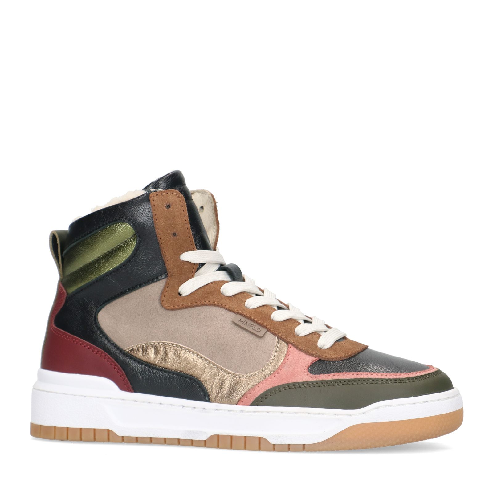 Multicolor leren hoge sneakers - Dames | MANFIELD