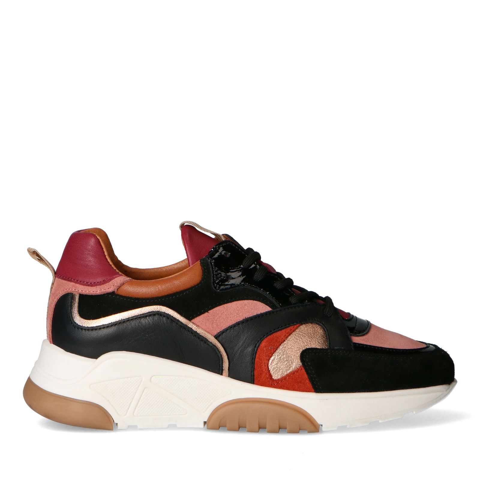 Zwarte dad sneakers met fuchsia details - Dames | MANFIELD