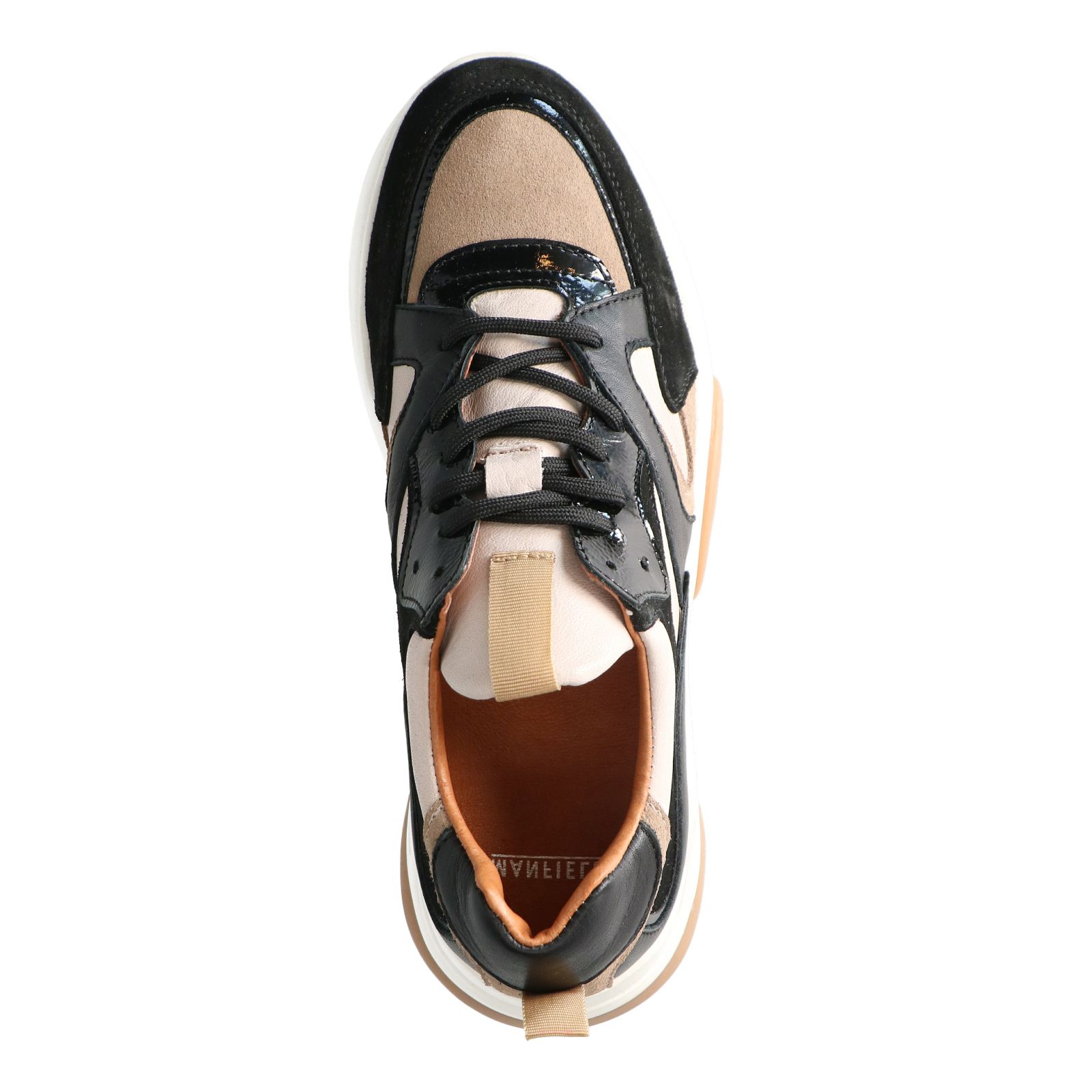 Zwarte sneakers met beige details - Dames | MANFIELD