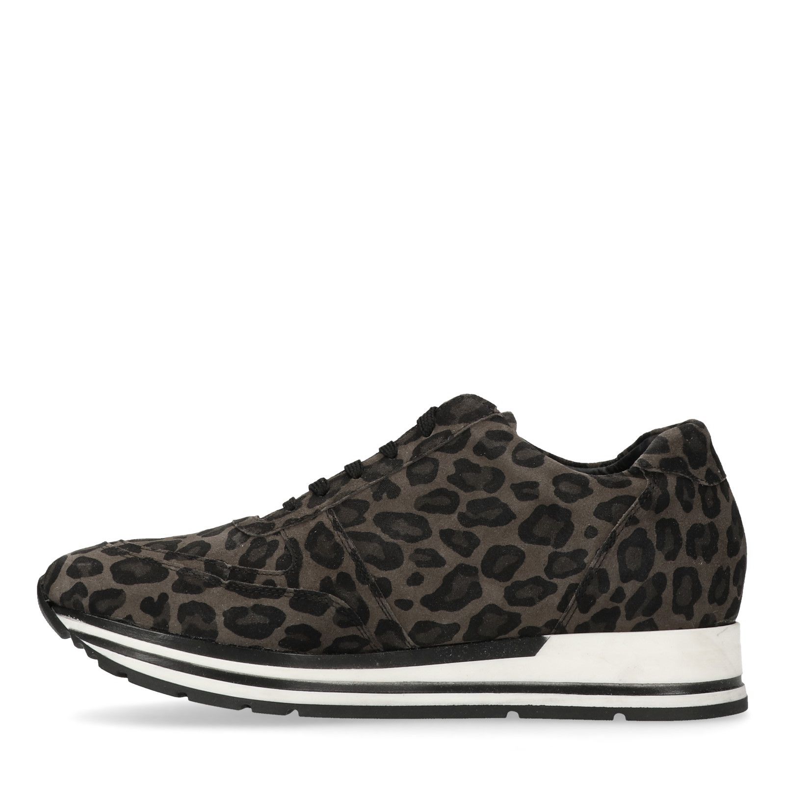 Grijze lage sneakers met panterprint - Dames | MANFIELD