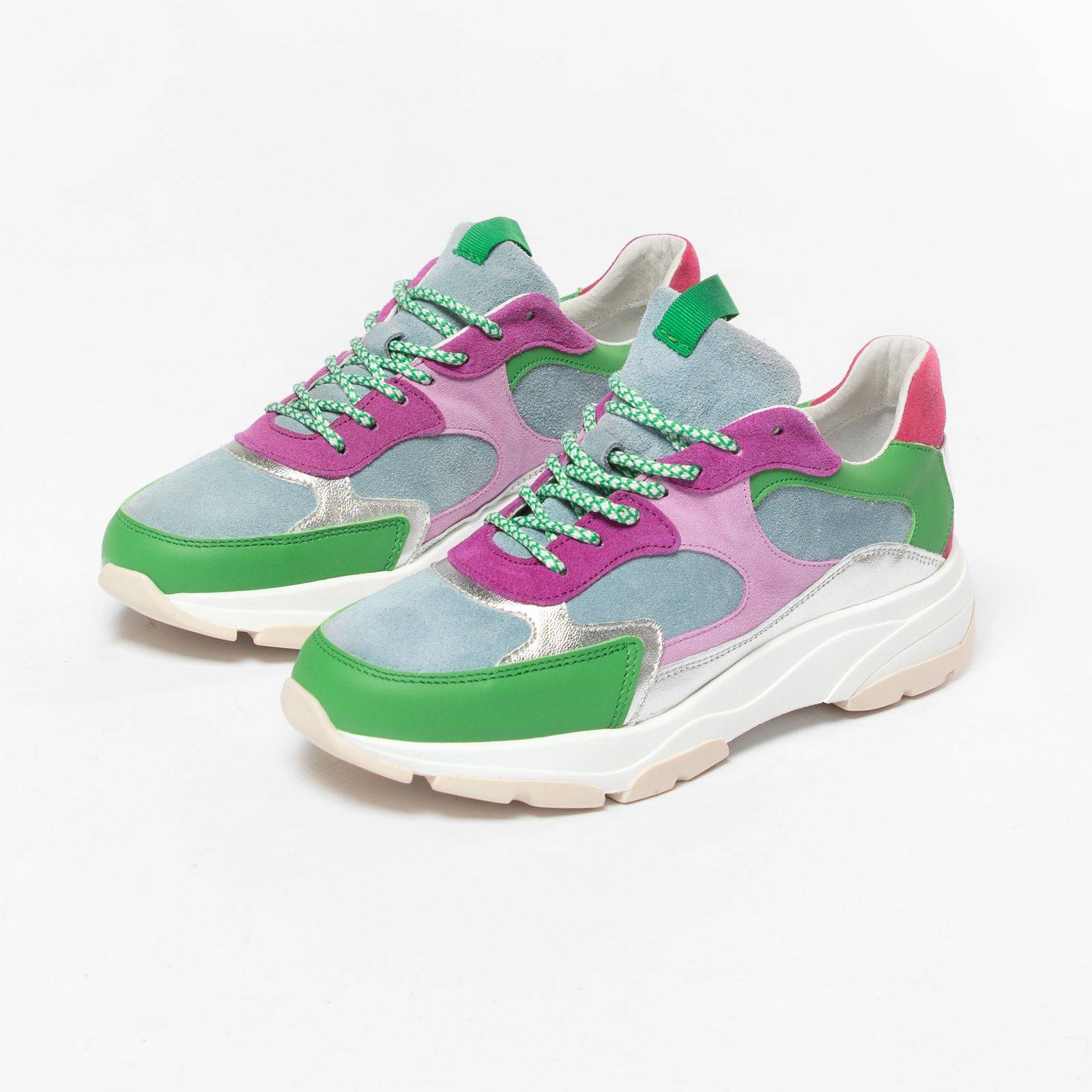 Groene leren sneakers - Dames | MANFIELD