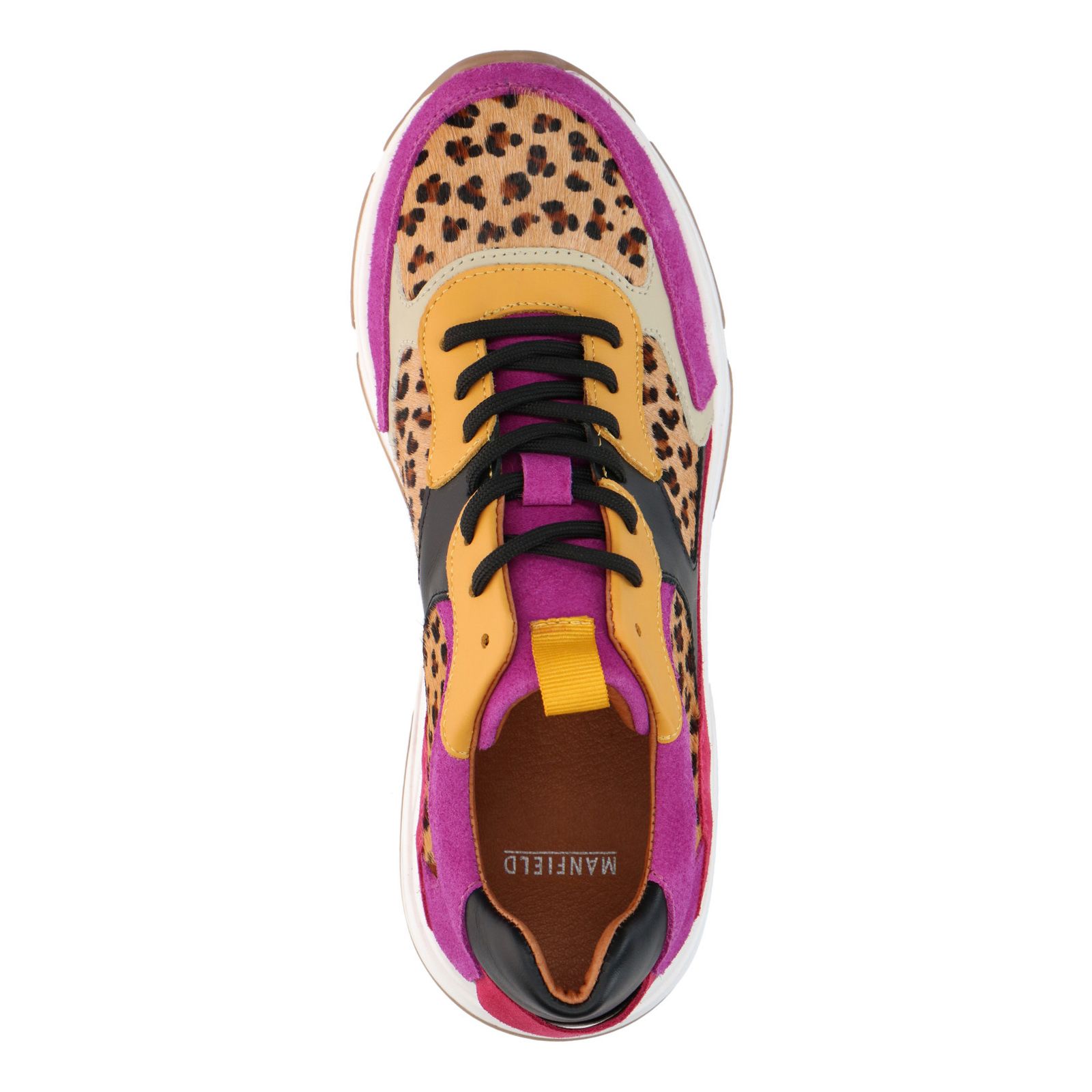 Roze suède sneakers met panterprint - Dames | MANFIELD
