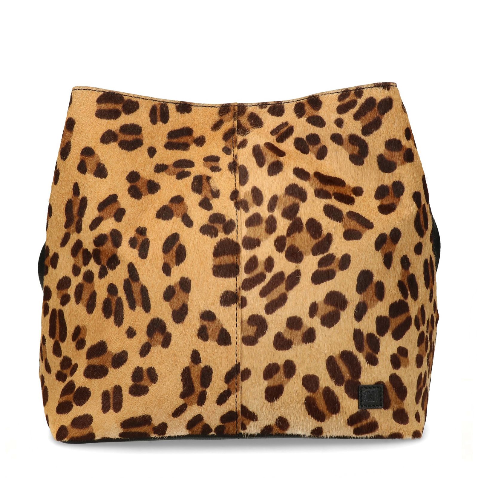 Schultertasche aus Leder mit Leopardenmuster