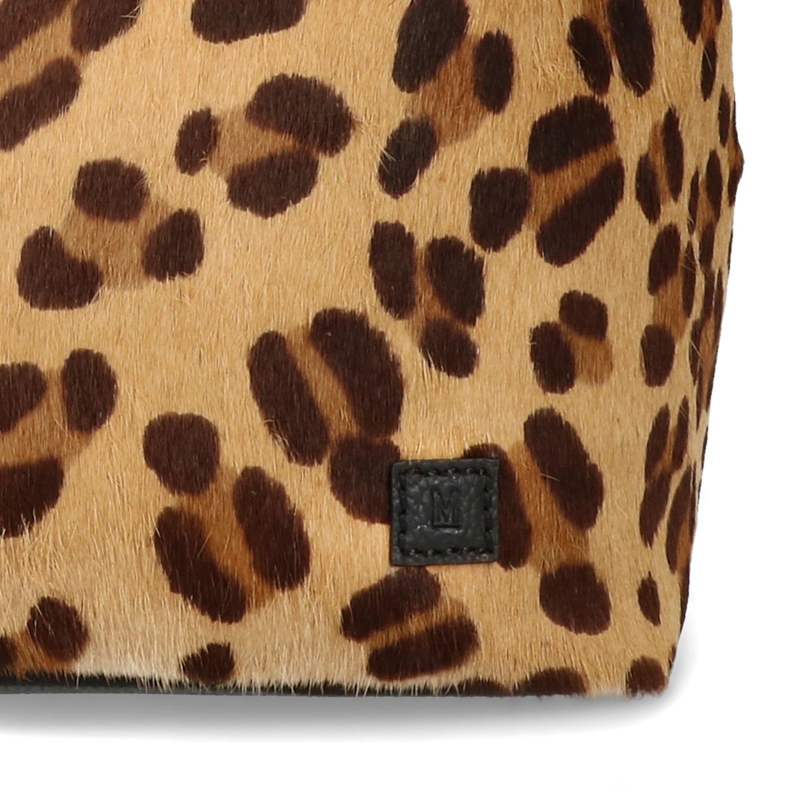Schultertasche aus Leder mit Leopardenmuster