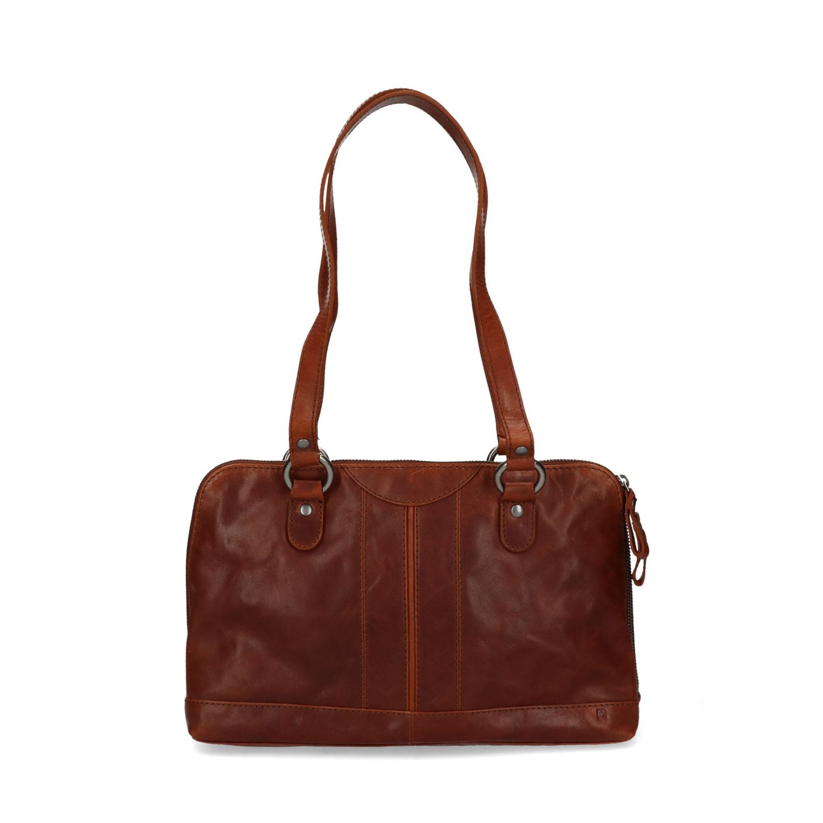 Cognac leren handtas Tassen MANFIELD