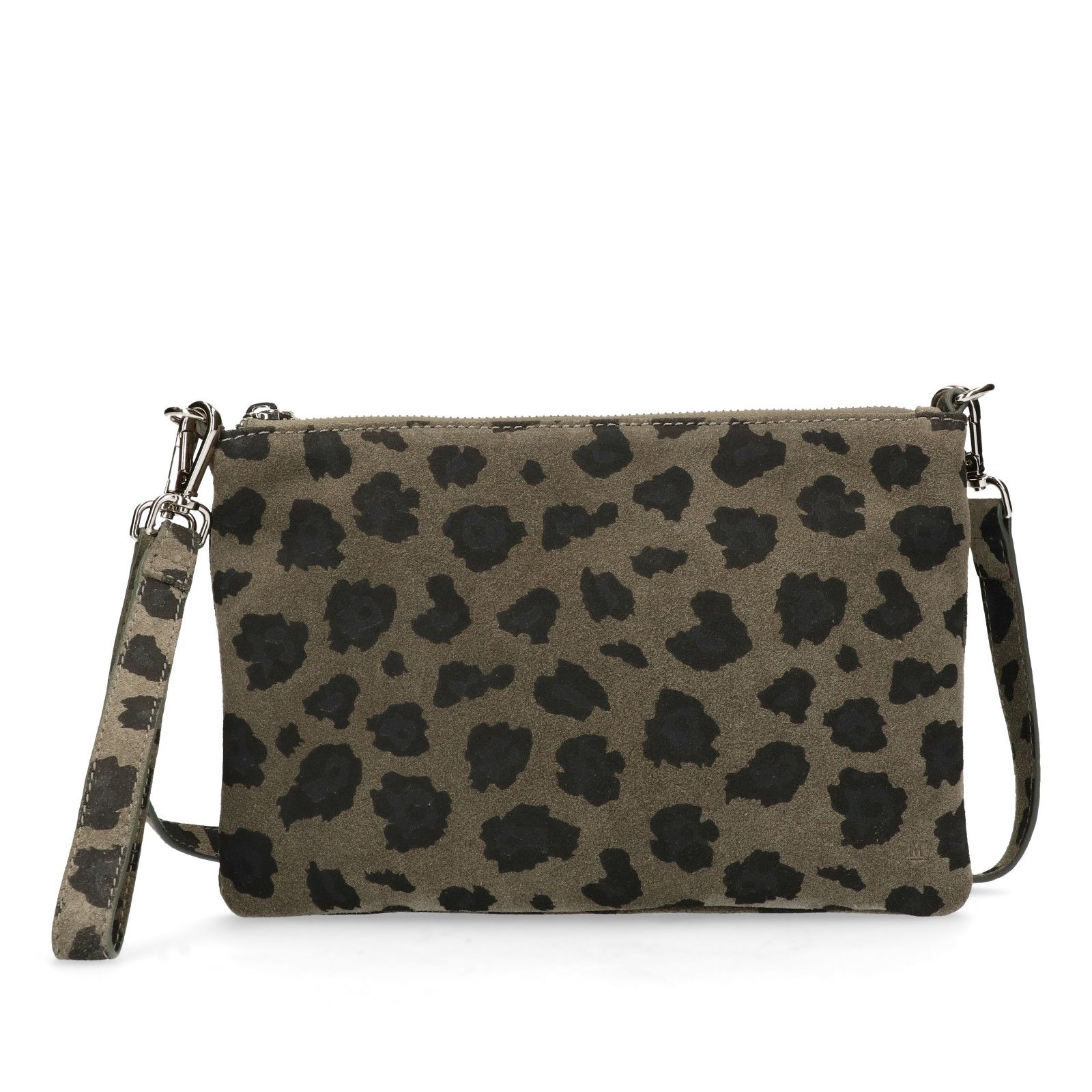 Donkergroene clutch met panterprint Tassen MANFIELD