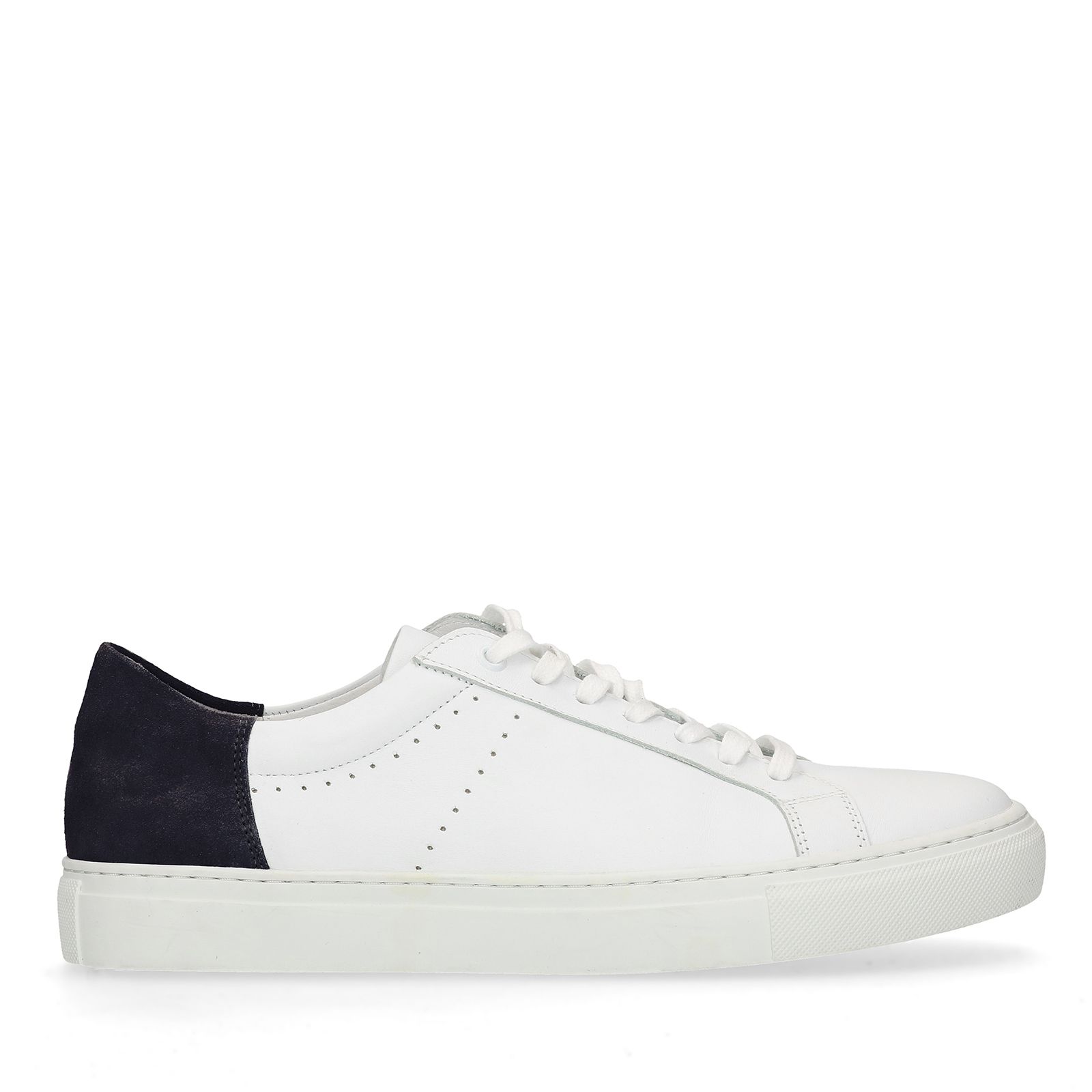 Witte sneakers met donkerblauw detail - Heren | MANFIELD