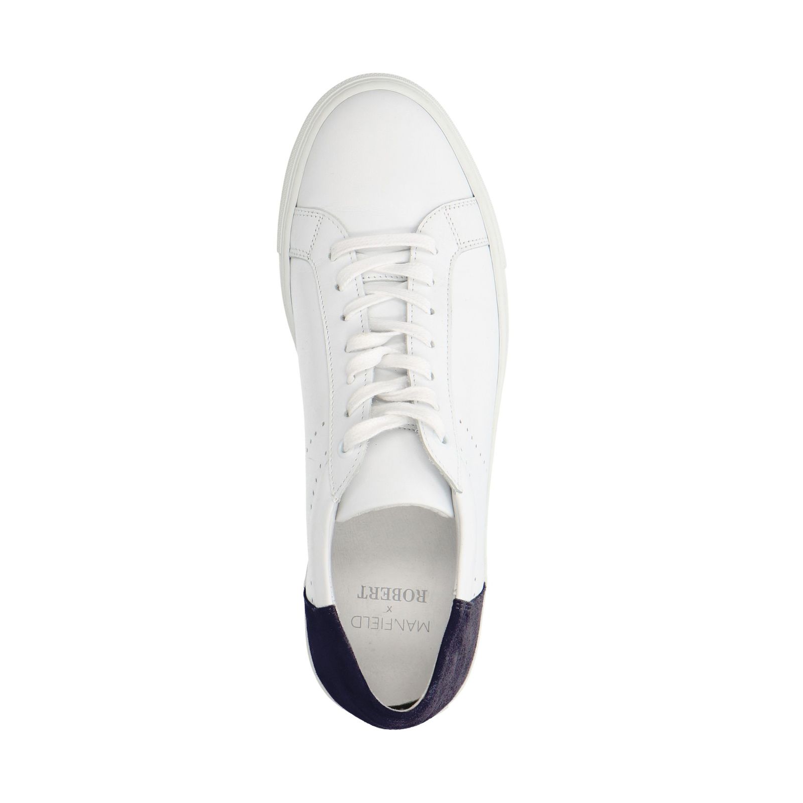 Witte sneakers met donkerblauw detail - Heren | MANFIELD