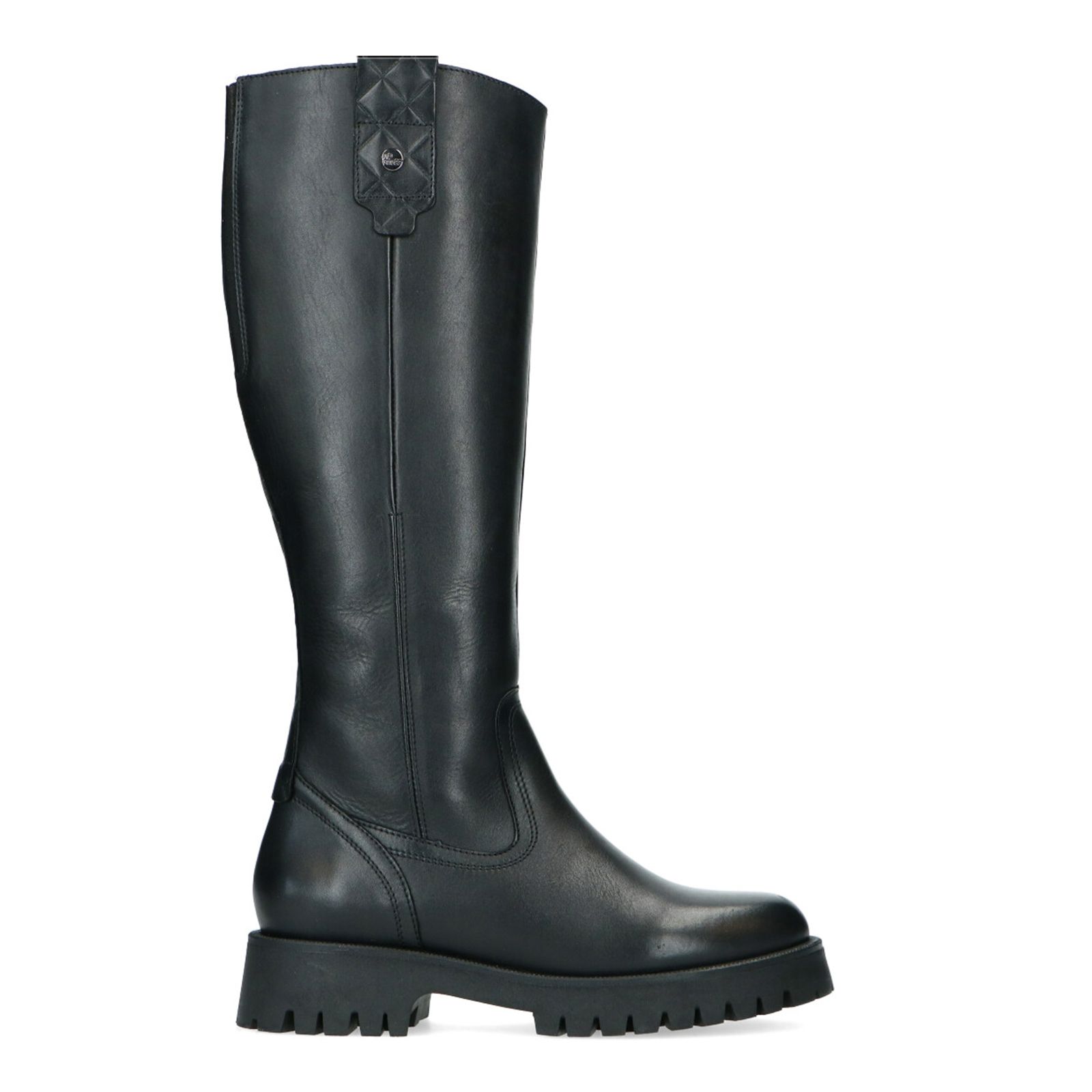 Zwarte hoge leren laarzen - Dames | MANFIELD