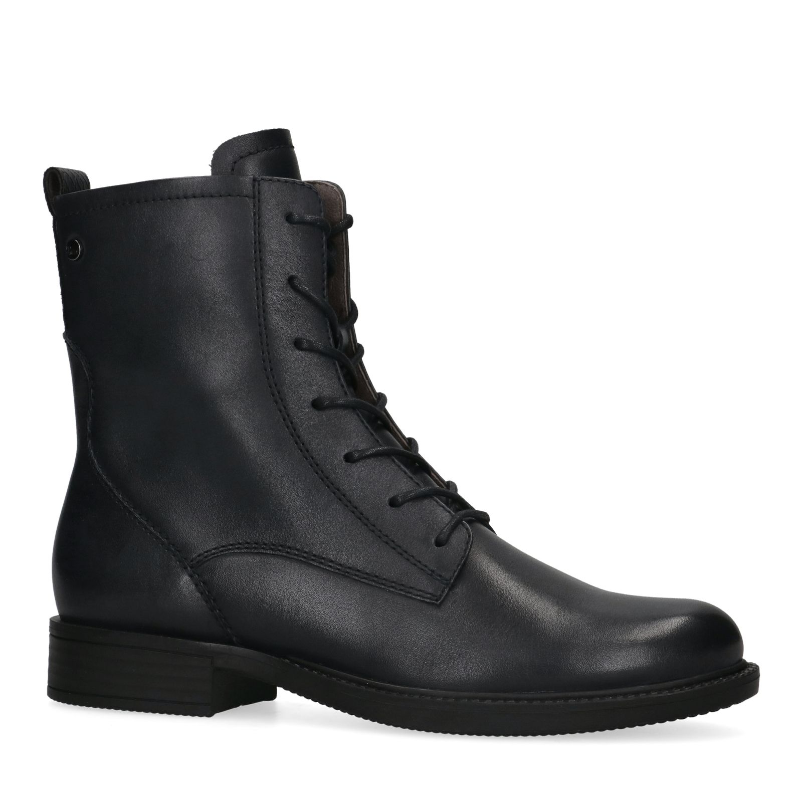 Blauwe veterlaarsjes met imitatiebont - Dames | MANFIELD