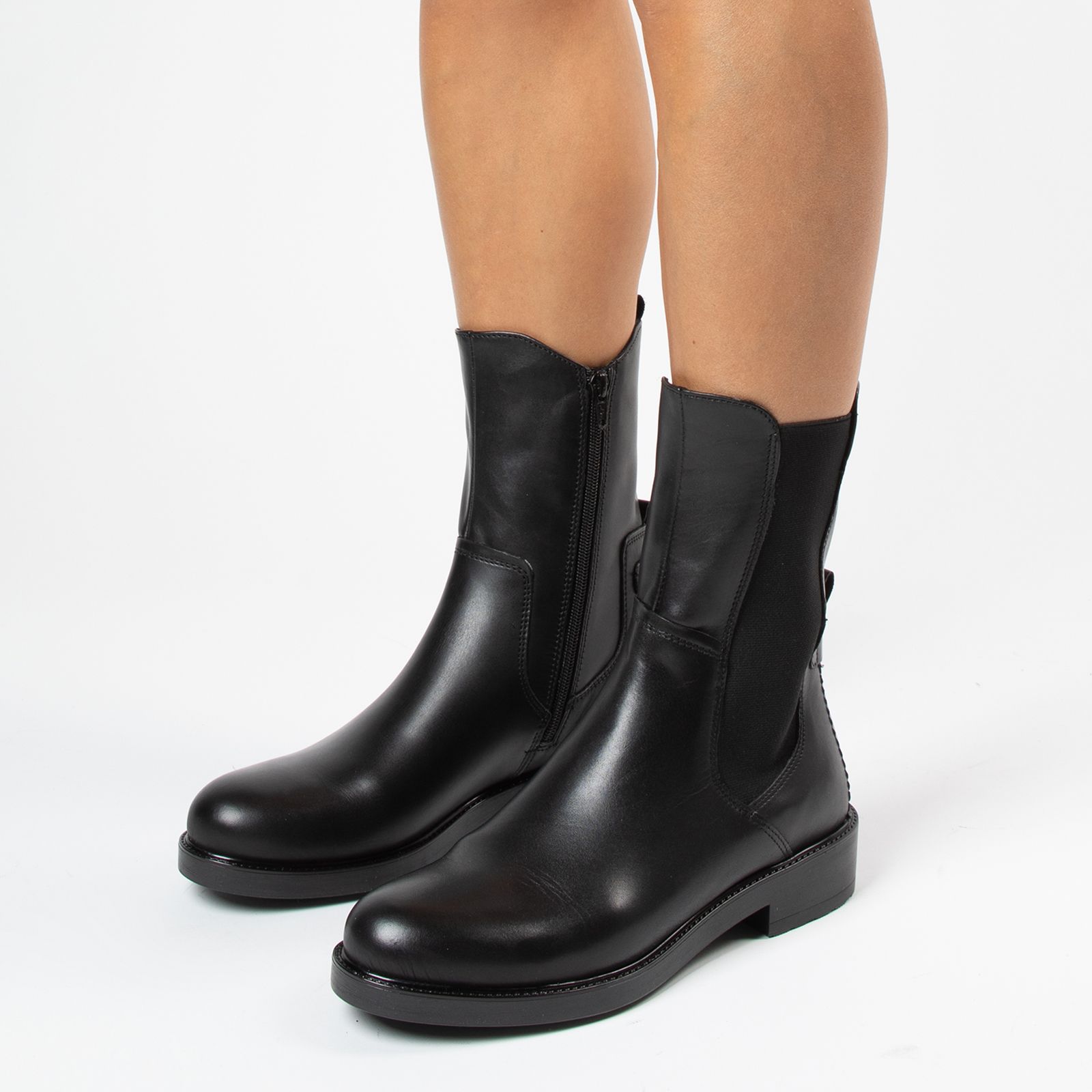 Zwarte leren chelsea boots - Dames | MANFIELD