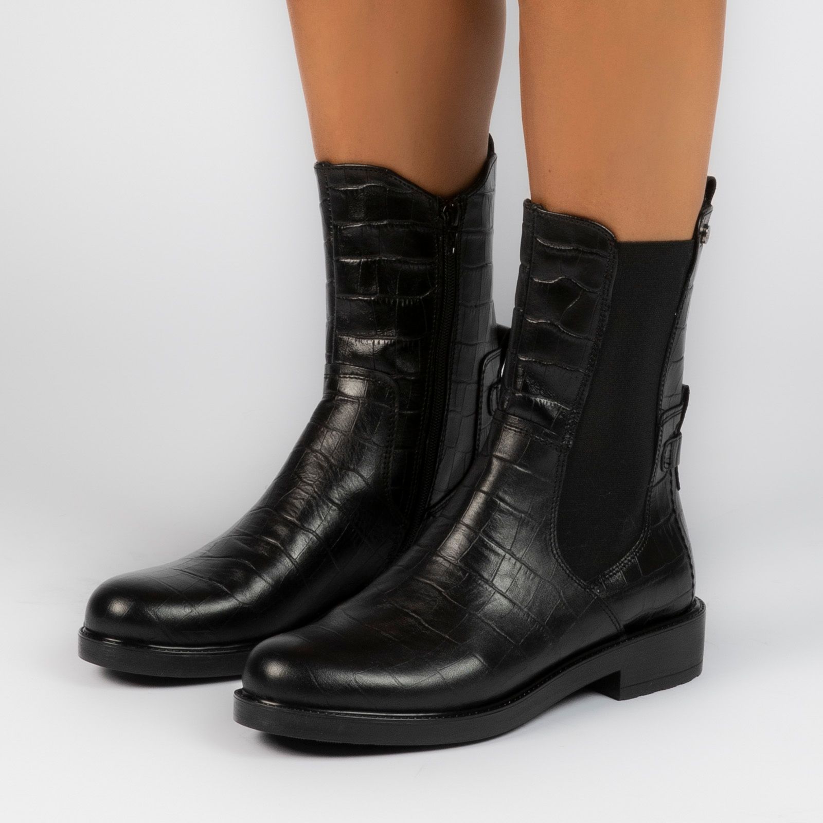 Zwarte leren chelsea boots - Dames | MANFIELD