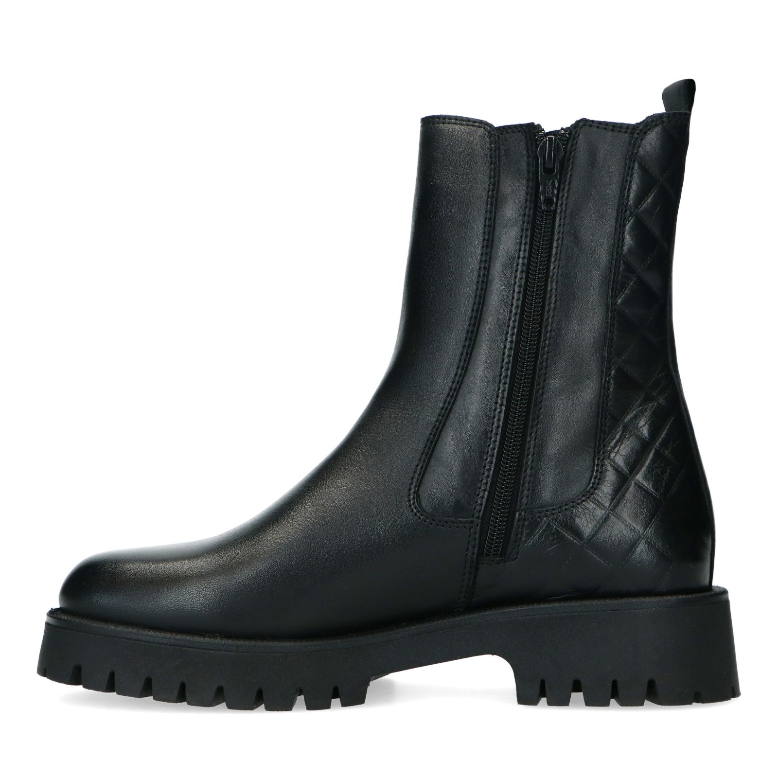 Zwarte leren chelsea boots met rits - Dames | MANFIELD