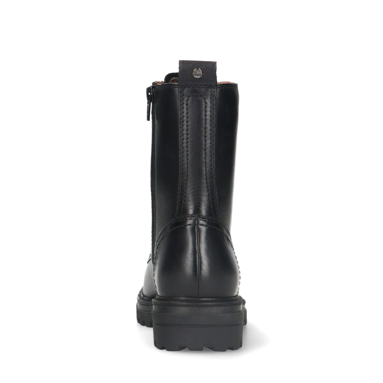 Zwart leren veterlaarsjes - Dames | MANFIELD