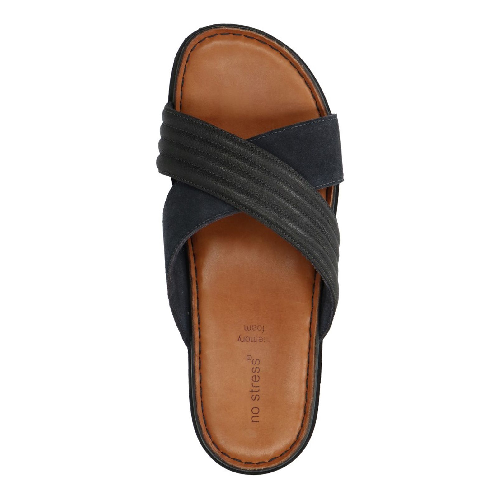 Blauwe leren slippers - Heren | MANFIELD