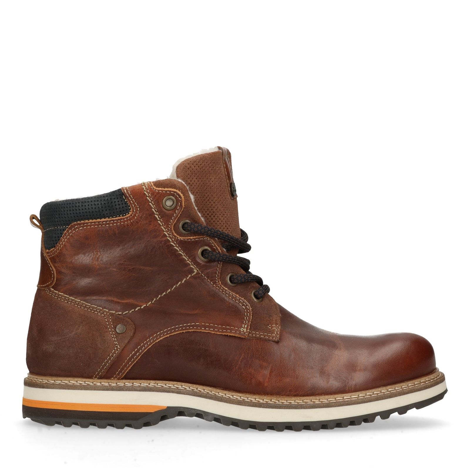 Donkergrijze worker boots met snakeskin Heren | MANFIELD Cognac worker boots met snakeskin Heren | MANFIELD