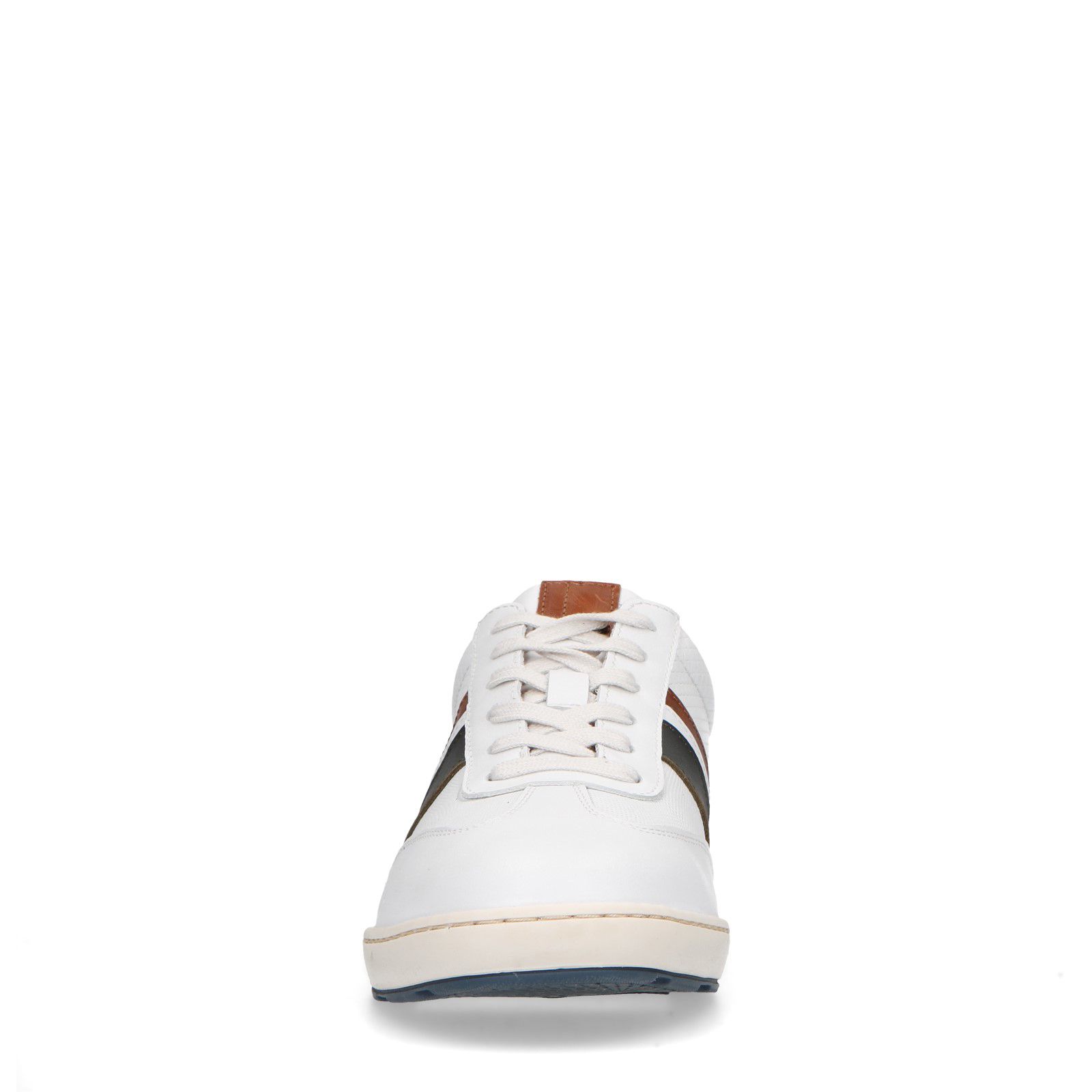 Witte leren sneakers met details - Heren | MANFIELD