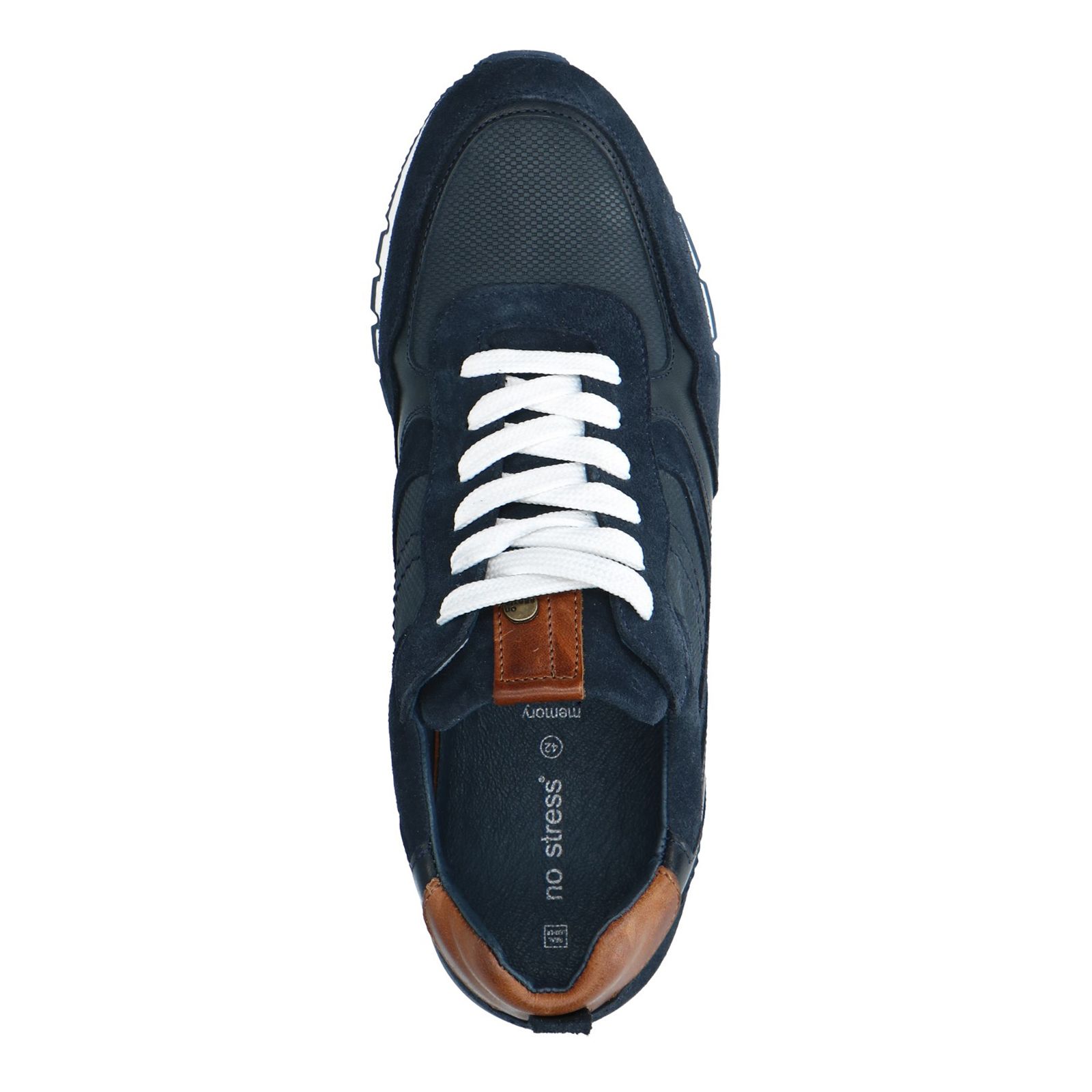 Blauwe sneakers met bruine details - Heren | MANFIELD