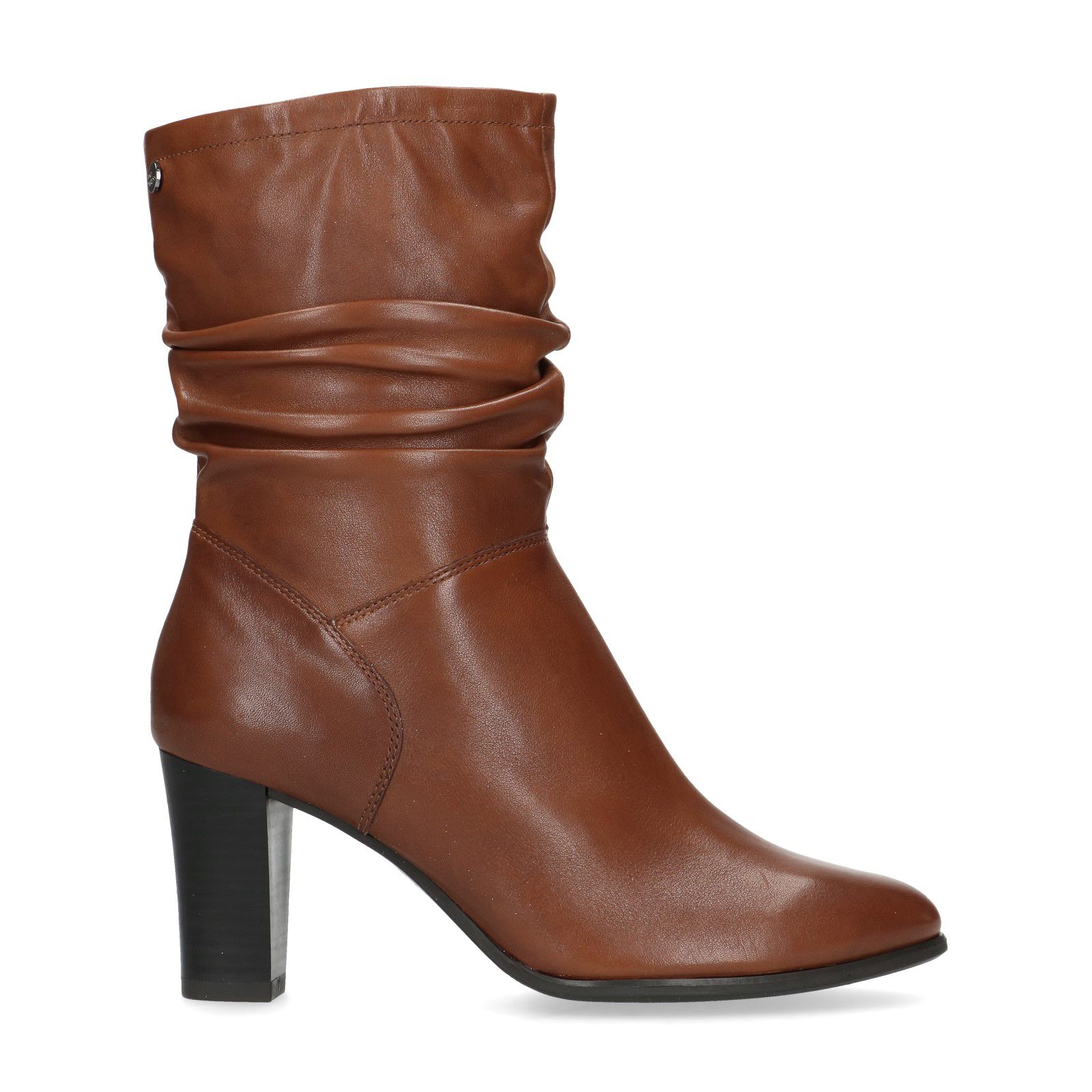 Cognac laarzen met hak Dames | MANFIELD No Stress cognac laarzen | Cognac laarzen, Laarzen, Schoenen