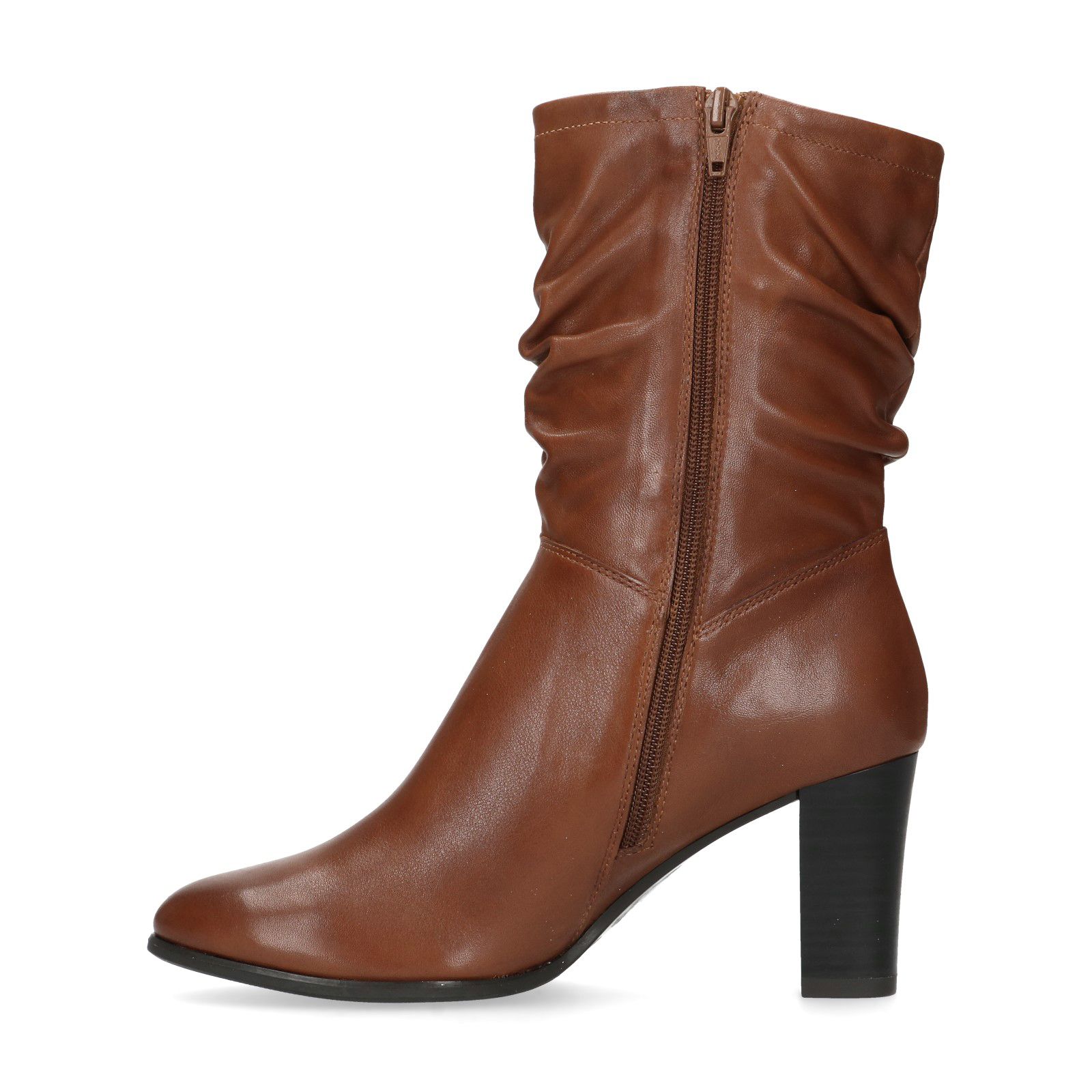 Cognac laarzen met hak - Dames | MANFIELD
