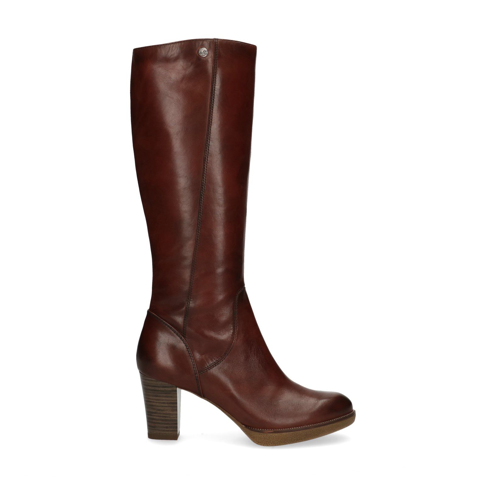 Cognac leren laarzen met hak Dames | MANFIELD No Stress cognac laarzen | Cognac laarzen, Laarzen, Schoenen