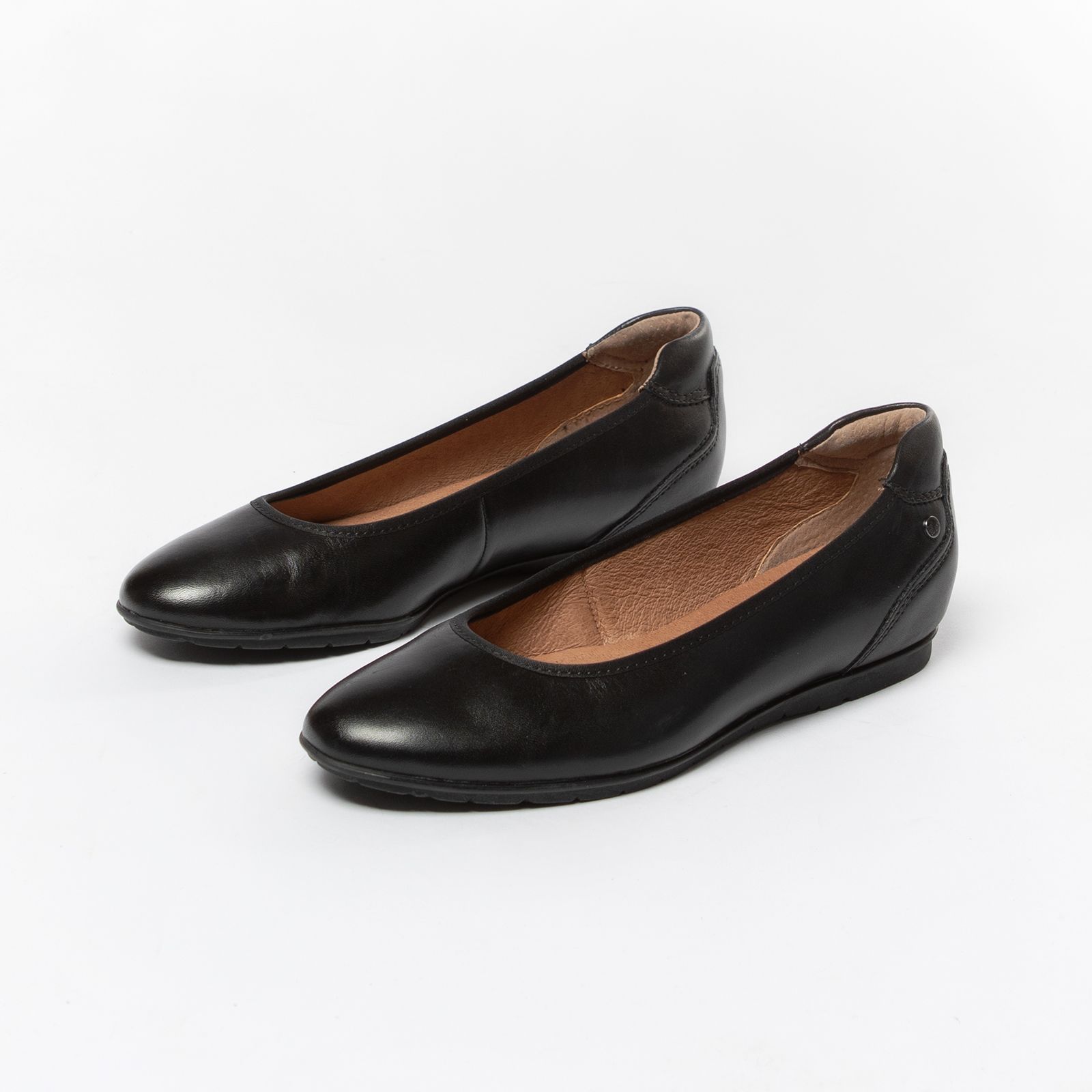 Zwarte leren ballerina's - Dames | MANFIELD