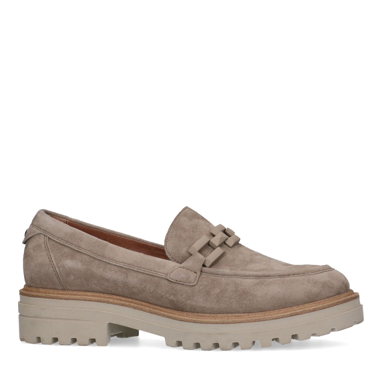 Taupe suède instappers - Dames | MANFIELD