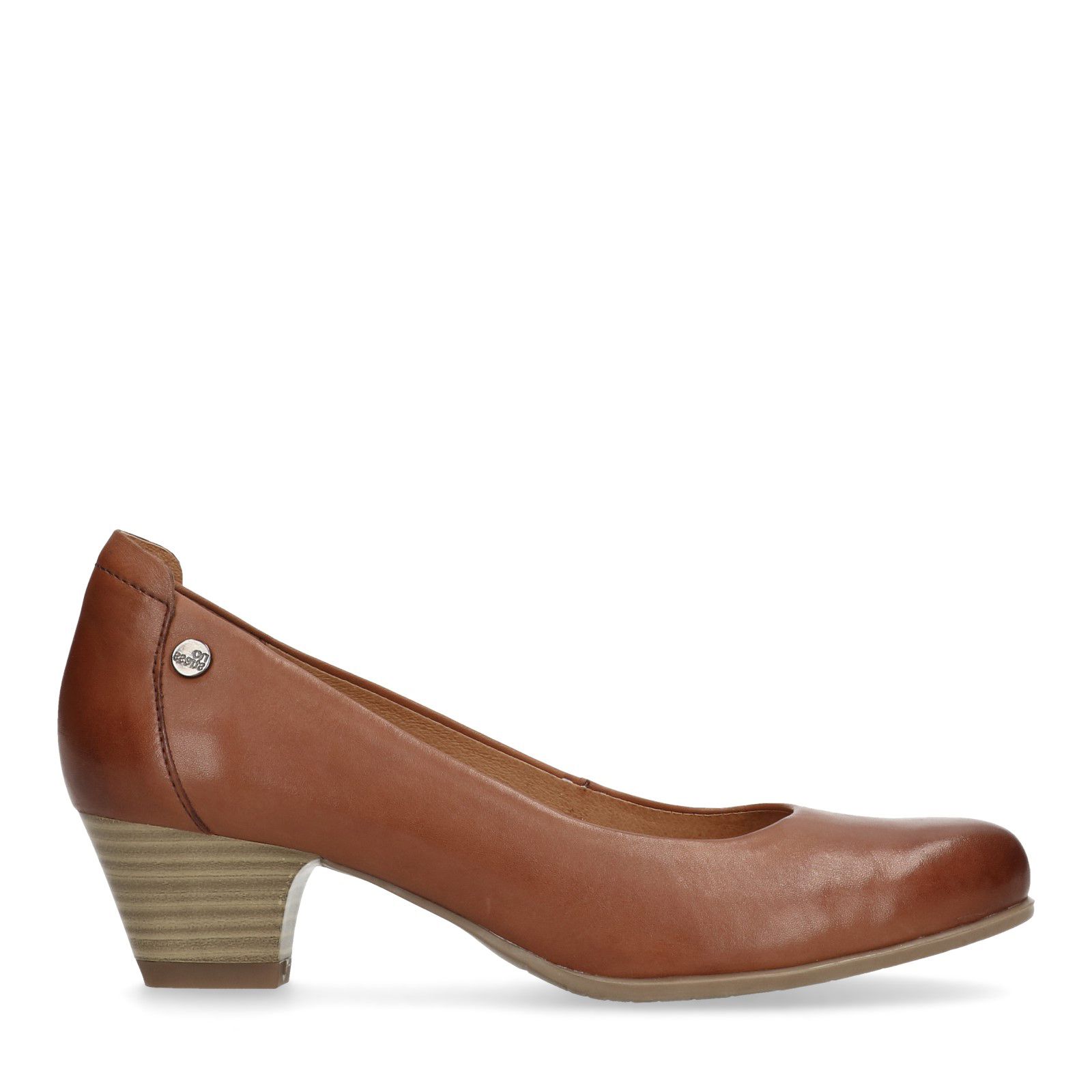 Cognac bruine pump met lage hak - Dames | MANFIELD