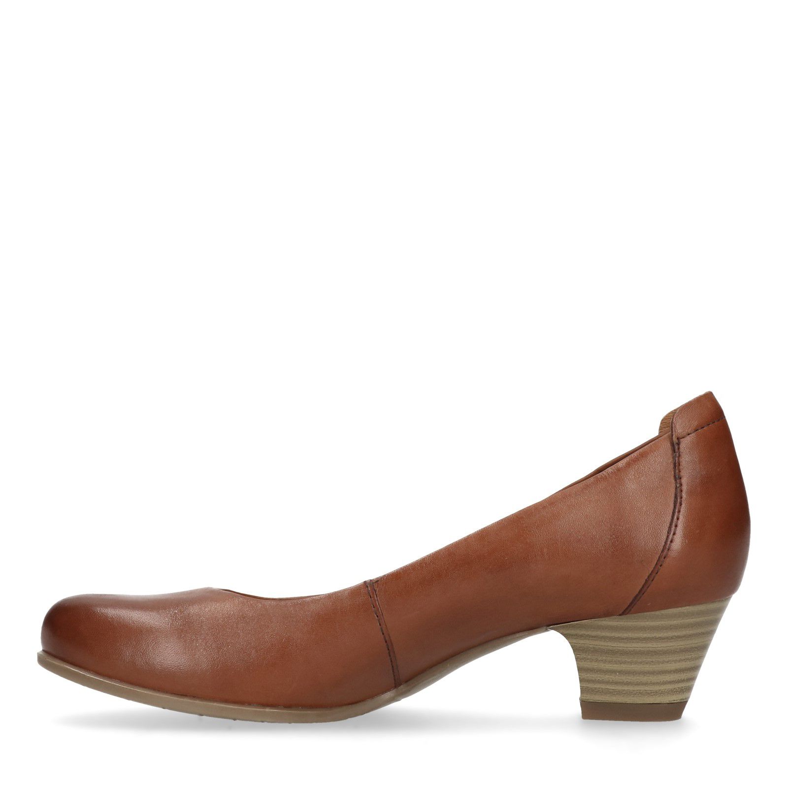 Cognac bruine pump met lage hak - Dames | MANFIELD
