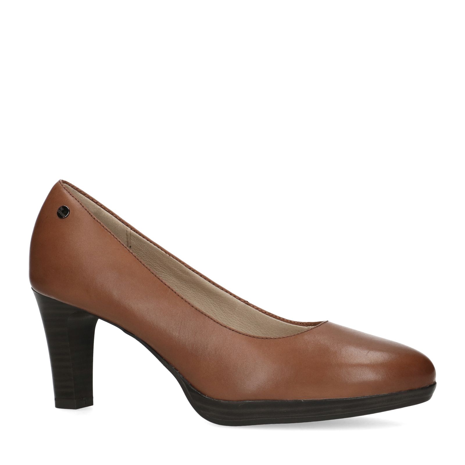 Cognac pumps met rechte hak - Dames | MANFIELD
