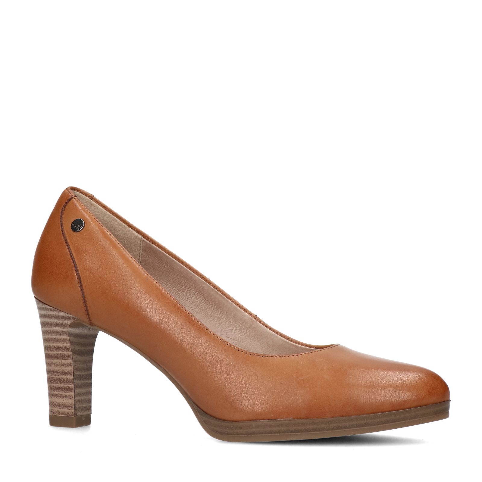 Cognac leren gesloten pumps - Dames | MANFIELD
