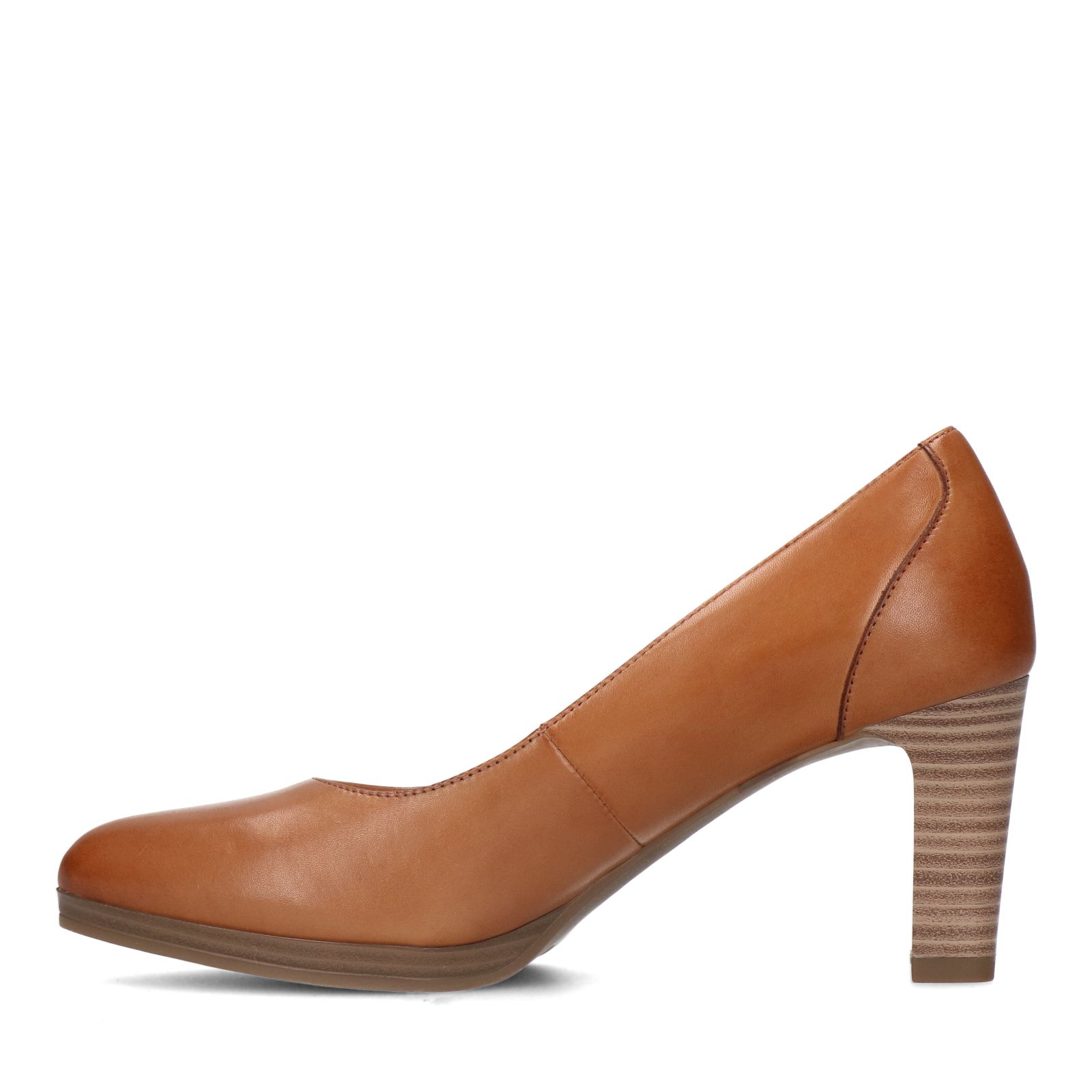 Cognac leren gesloten pumps - Dames | MANFIELD