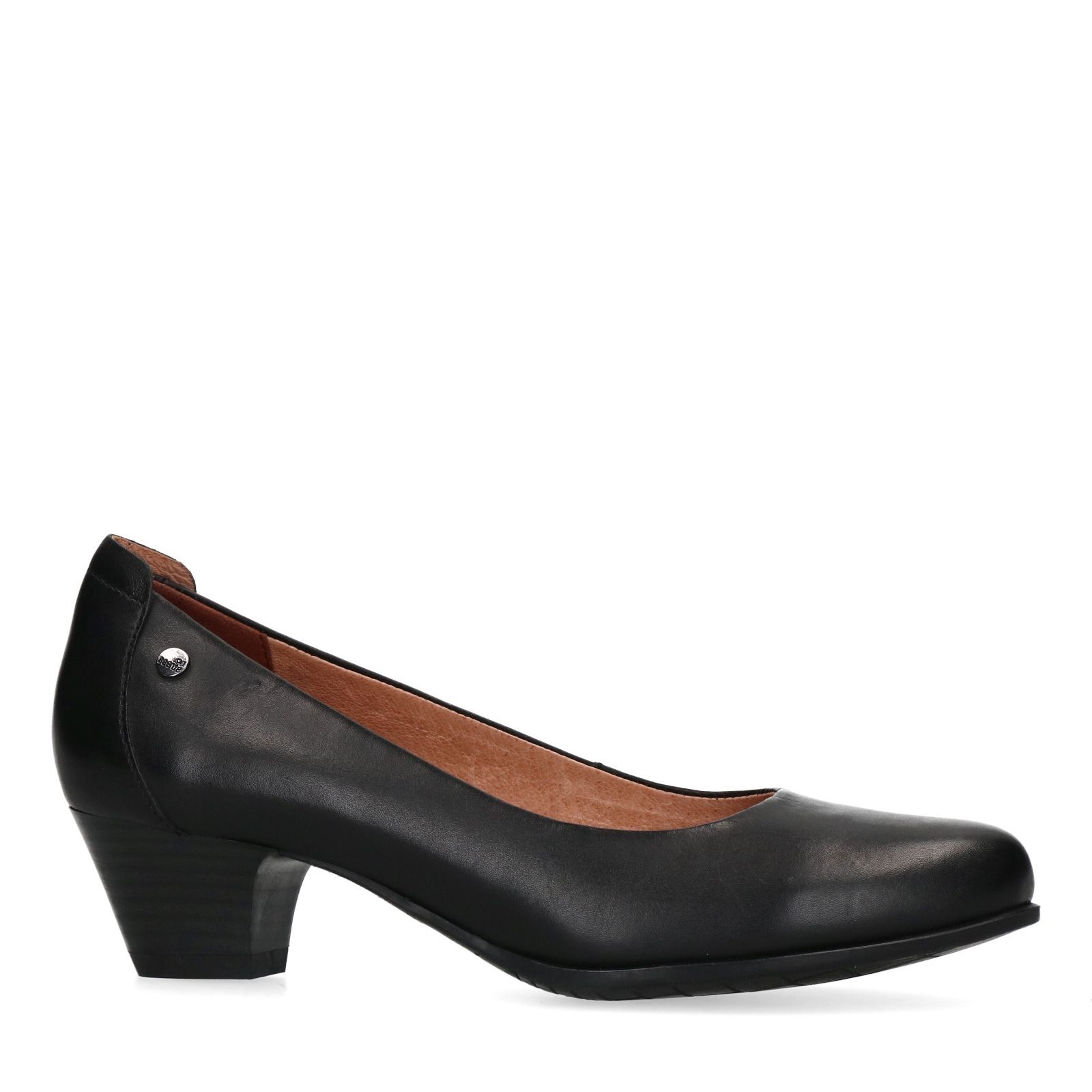 Zwarte leren pumps met lage hak - Dames | MANFIELD
