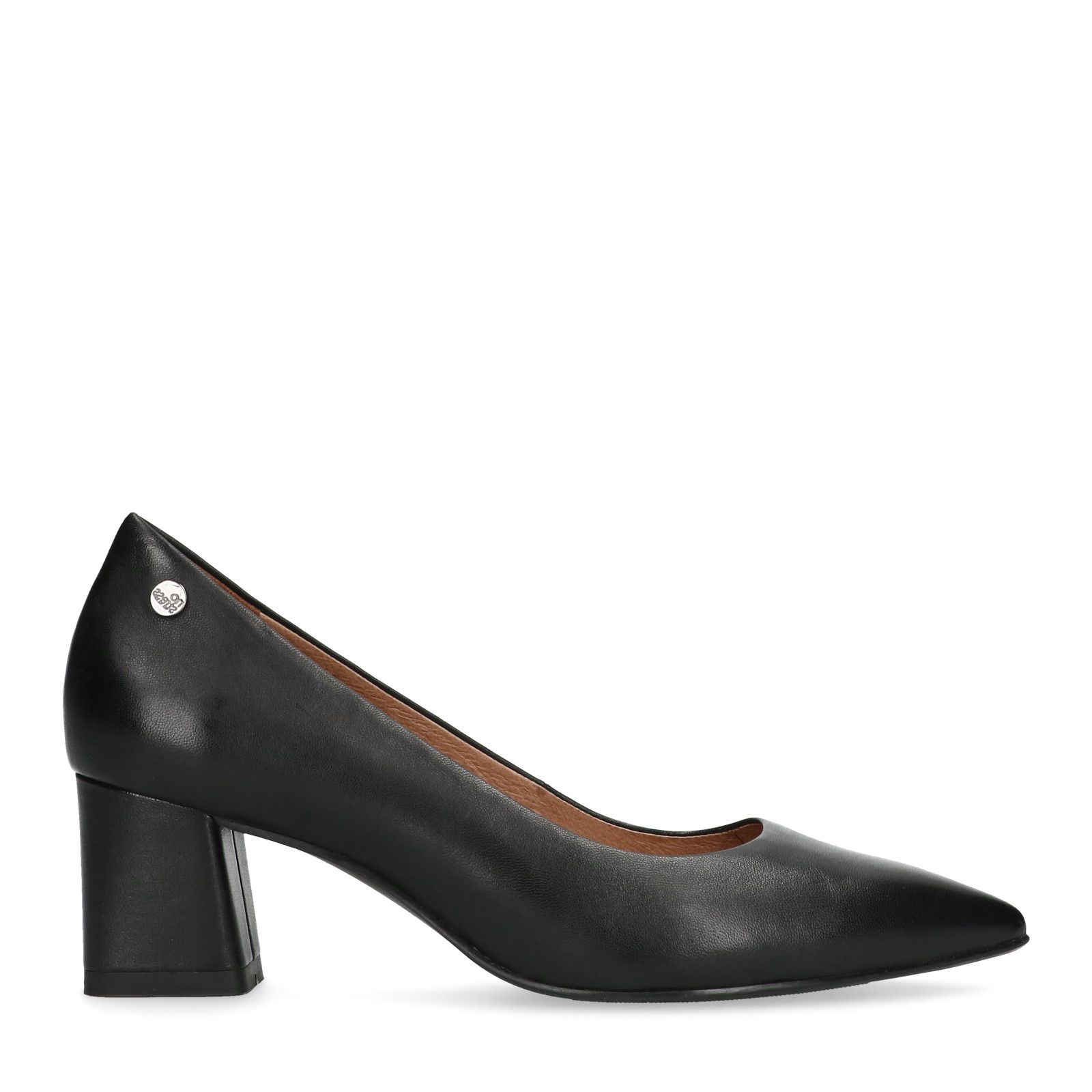 Zwarte leren pump met blokhak - Dames | MANFIELD
