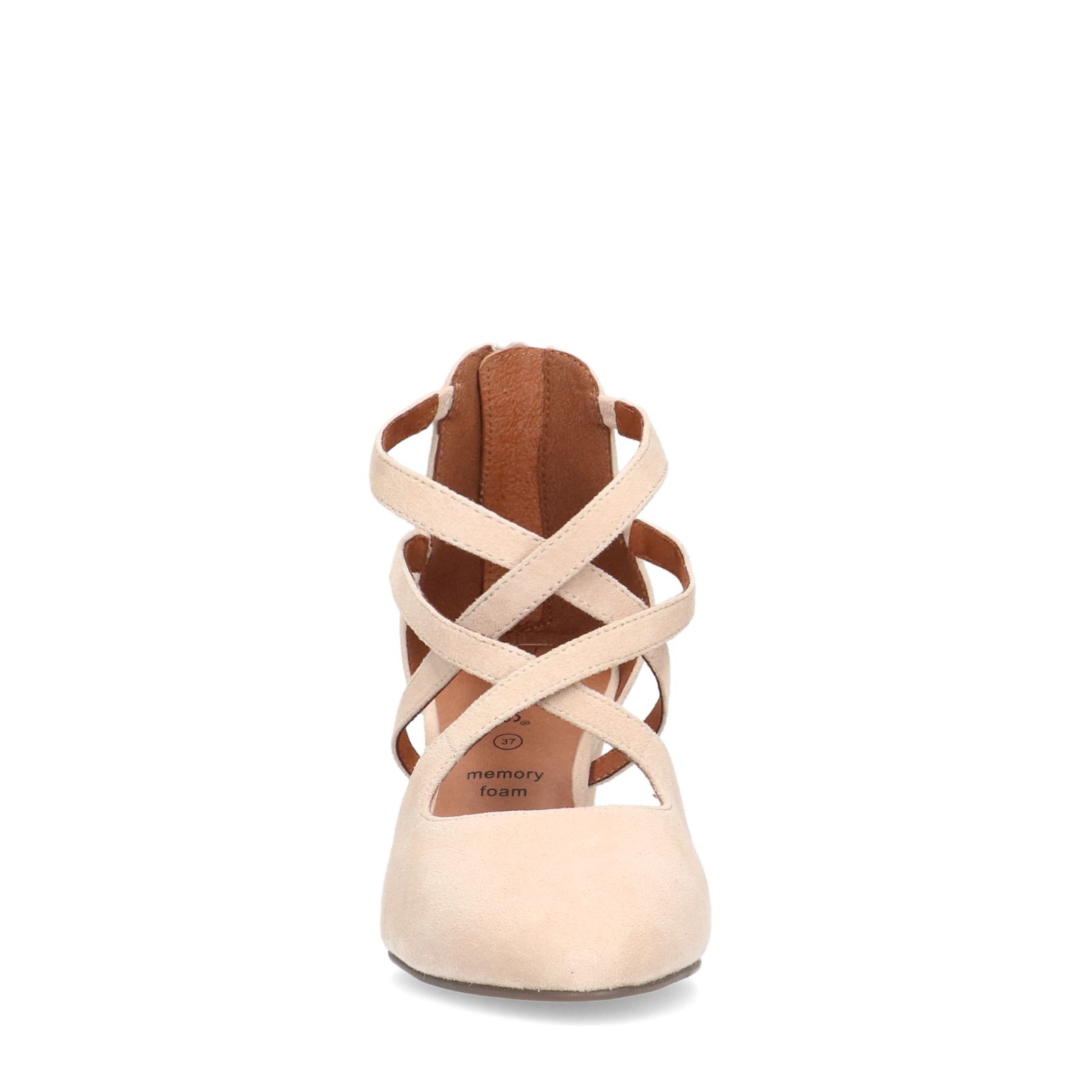 Beige suède pumps met bandjes - Dames | MANFIELD